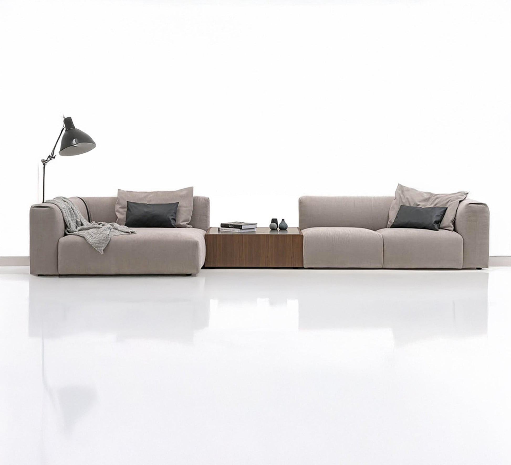 Sectional corner with wooden table - Vitrine Furniture - Furniture