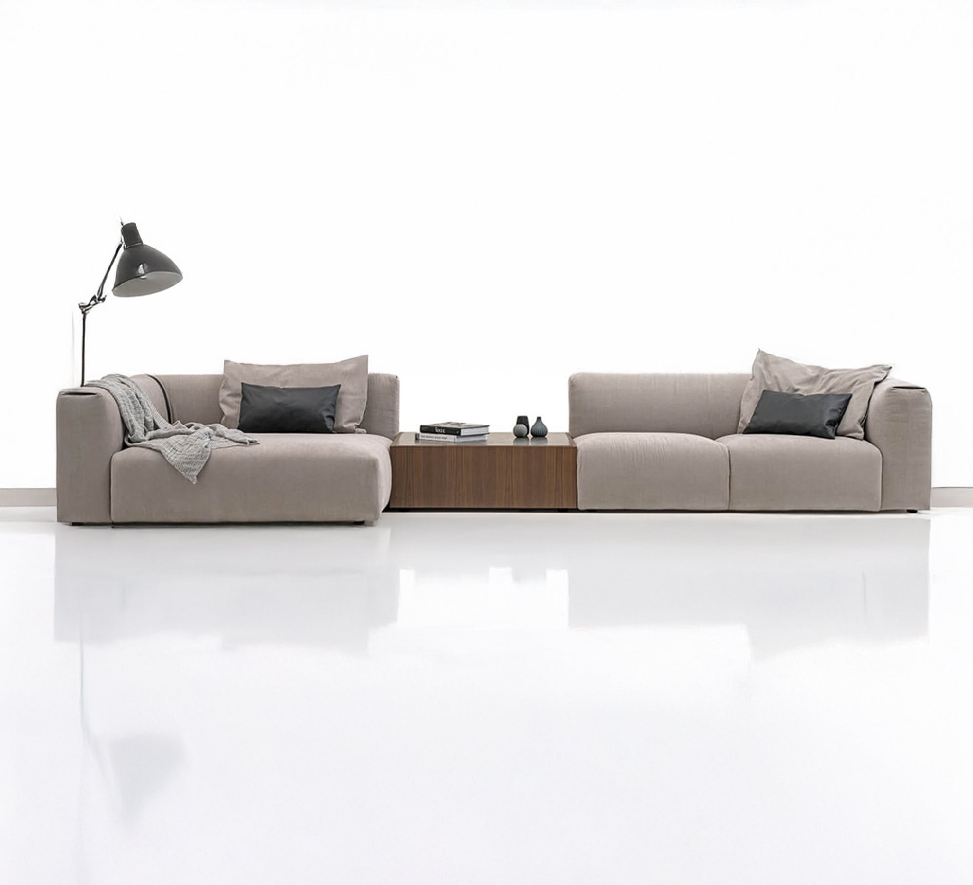 Sectional corner with wooden table - Vitrine Furniture - Furniture