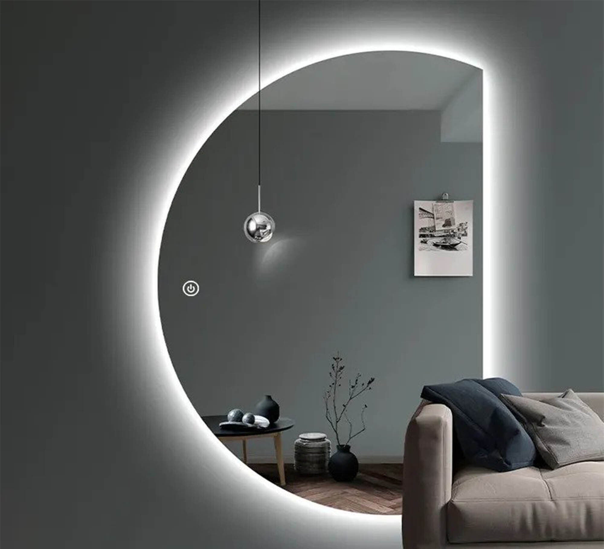 Semi - Circular LED Mirror: Sleek, Stylish, Luminous - Vitrine Furniture - Mirrors