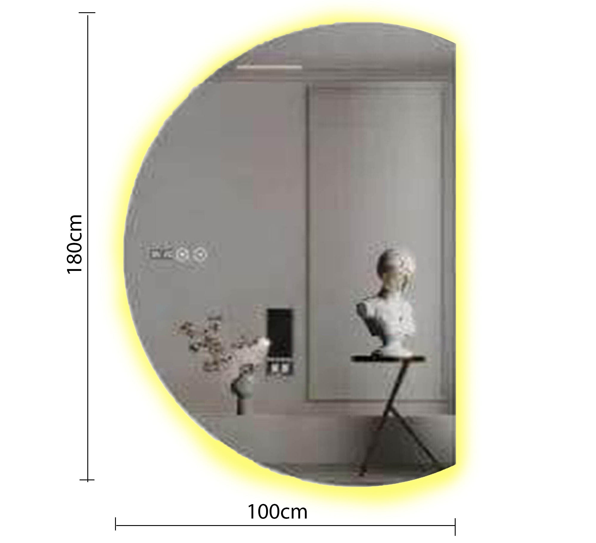 Semi - Circular LED Mirror: Sleek, Stylish, Luminous - Vitrine Furniture - Mirrors