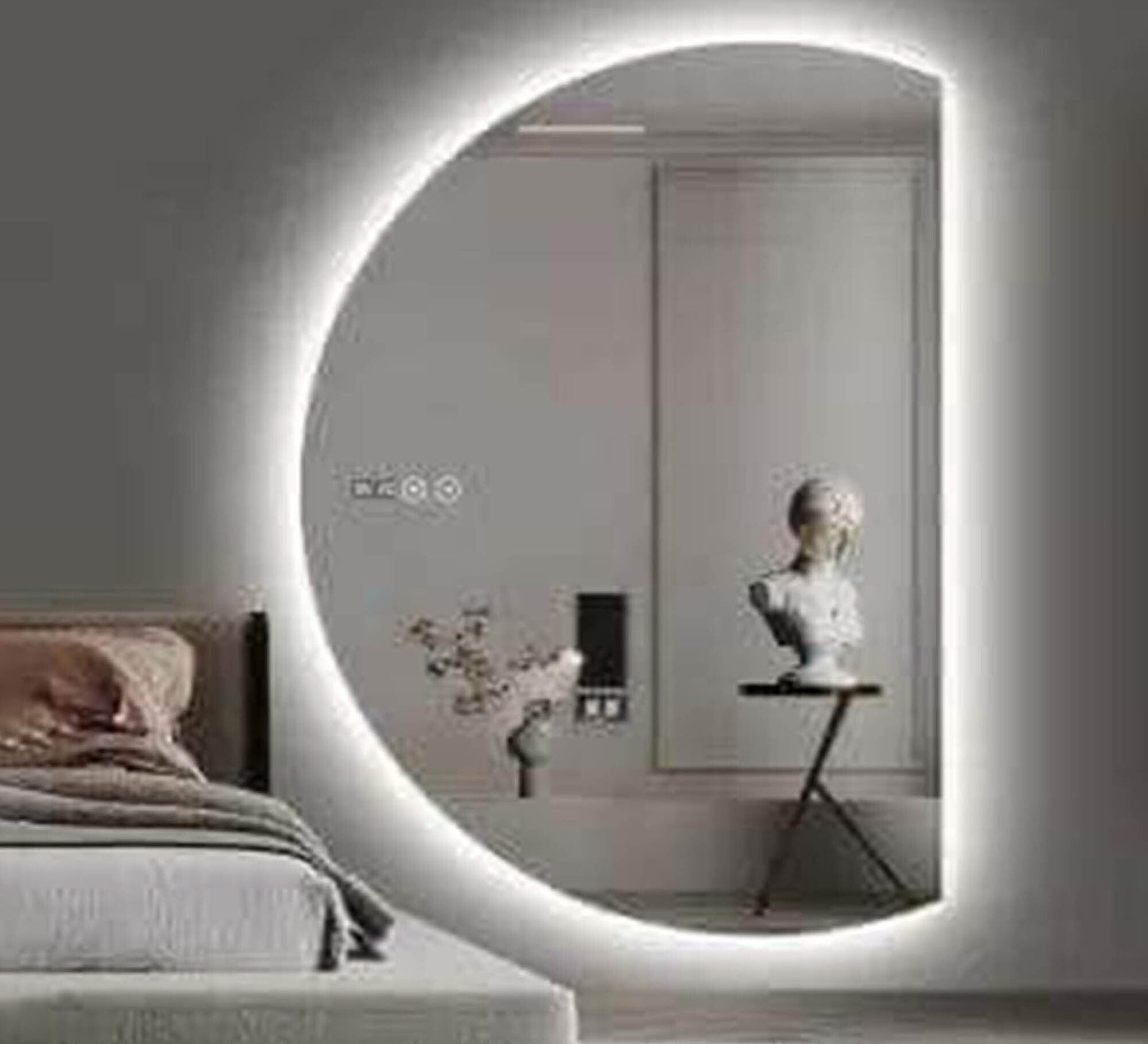 Semi - Circular LED Mirror: Sleek, Stylish, Luminous - Vitrine Furniture - Mirrors