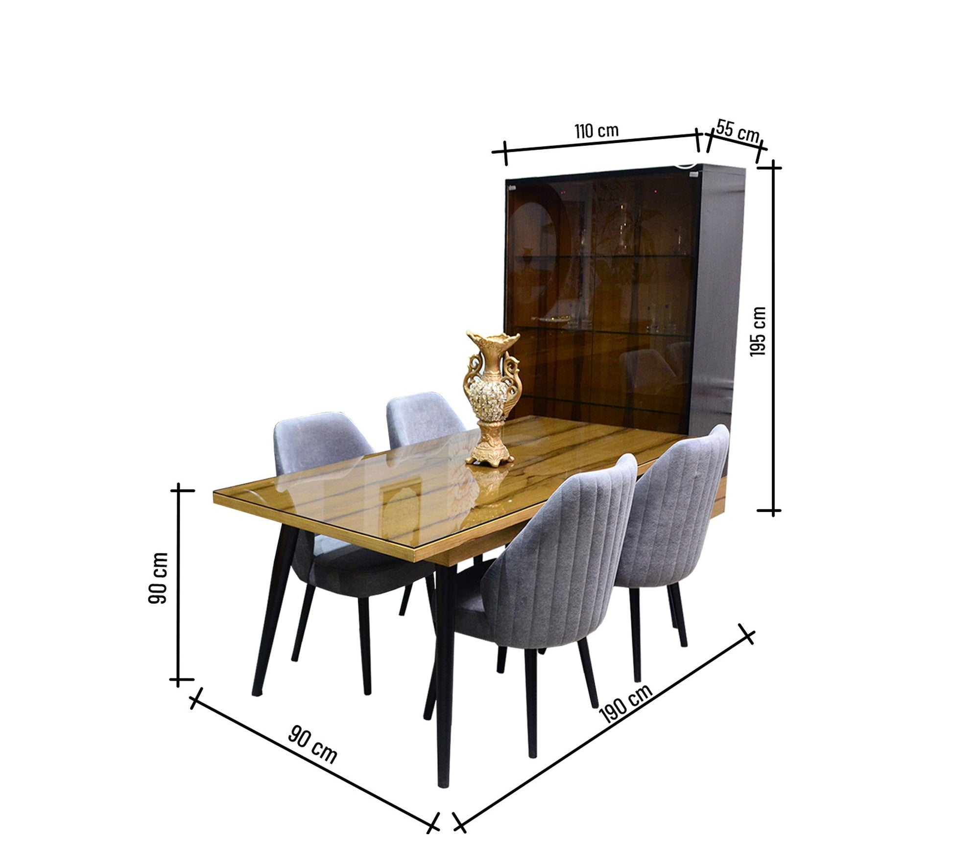 Semi - Classic Dark Brown Dining Charm - Vitrine Furniture - Sets