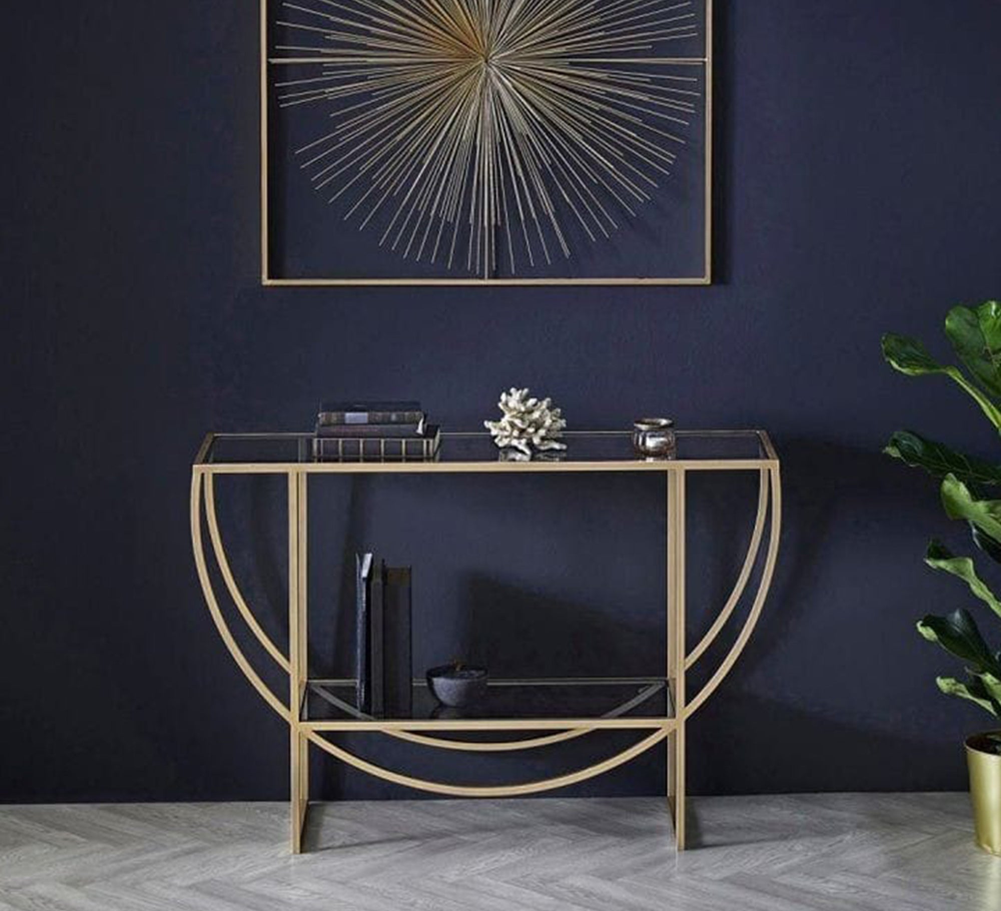 Semicircular console and glass shelves - Vitrine Furniture - Furniture