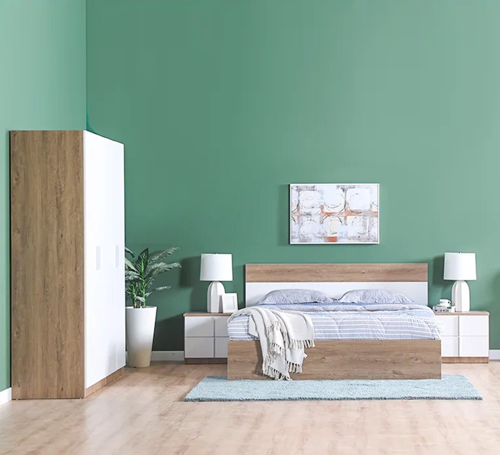 Serenity Spaces: White & Brown Wooden Master Bedroom - Vitrine Furniture - Bed Sets