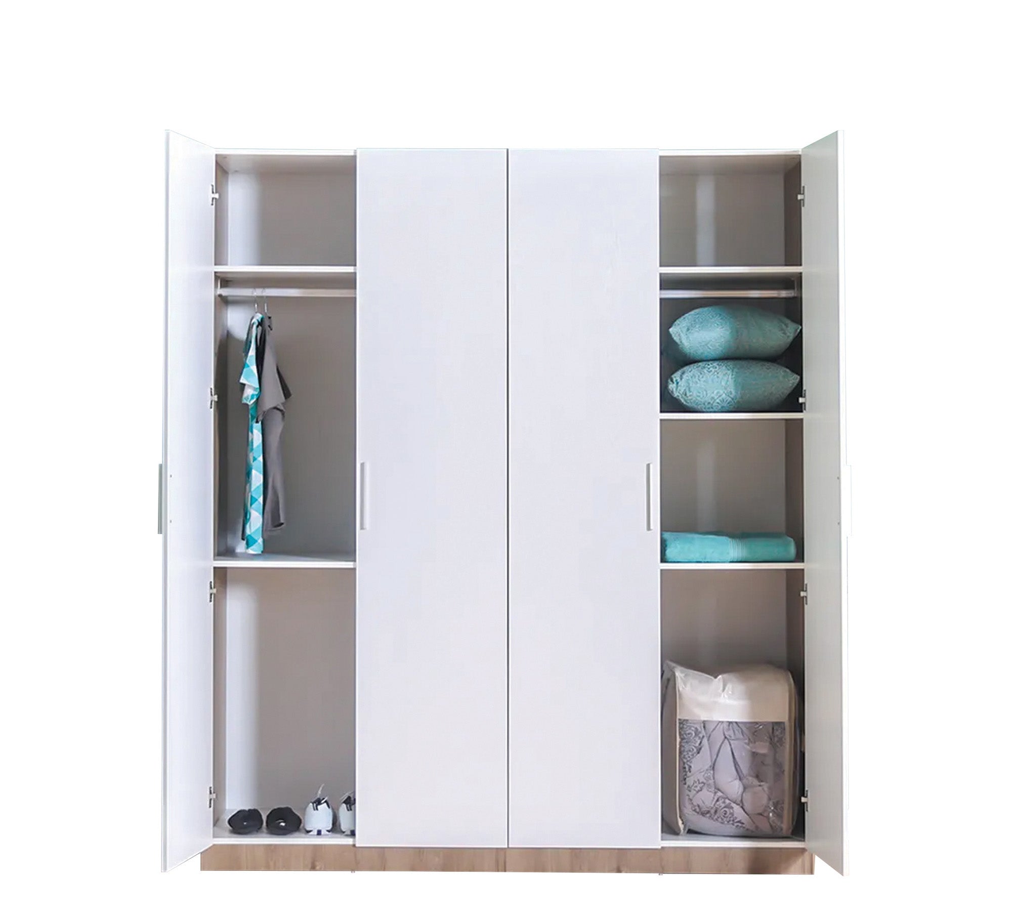 Serenity Spaces: White & Brown Wooden Master Bedroom - Vitrine Furniture - Bed Sets