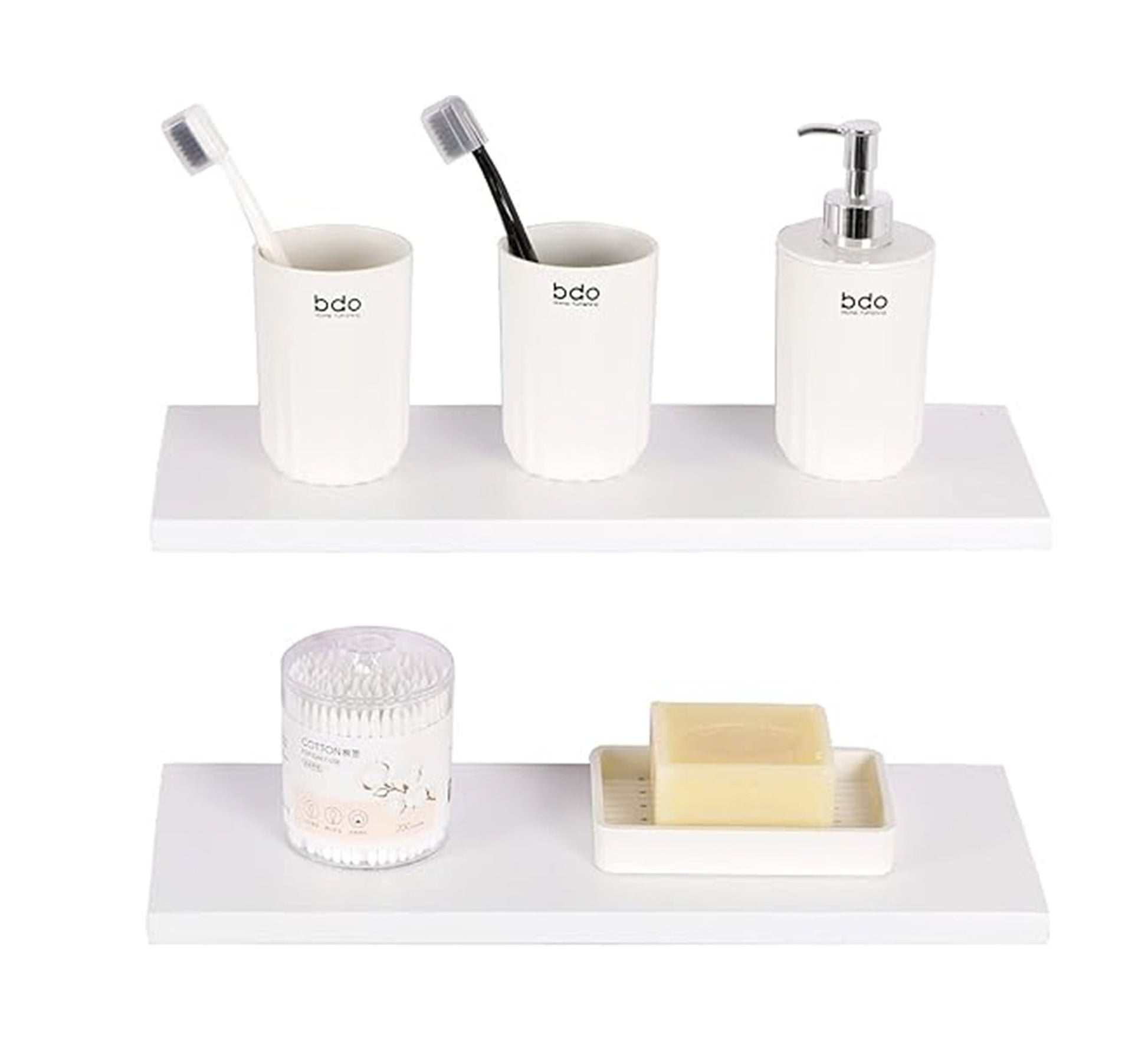 Set of 2 Floating MDF Wall Shelves - Vitrine Furniture - Décor