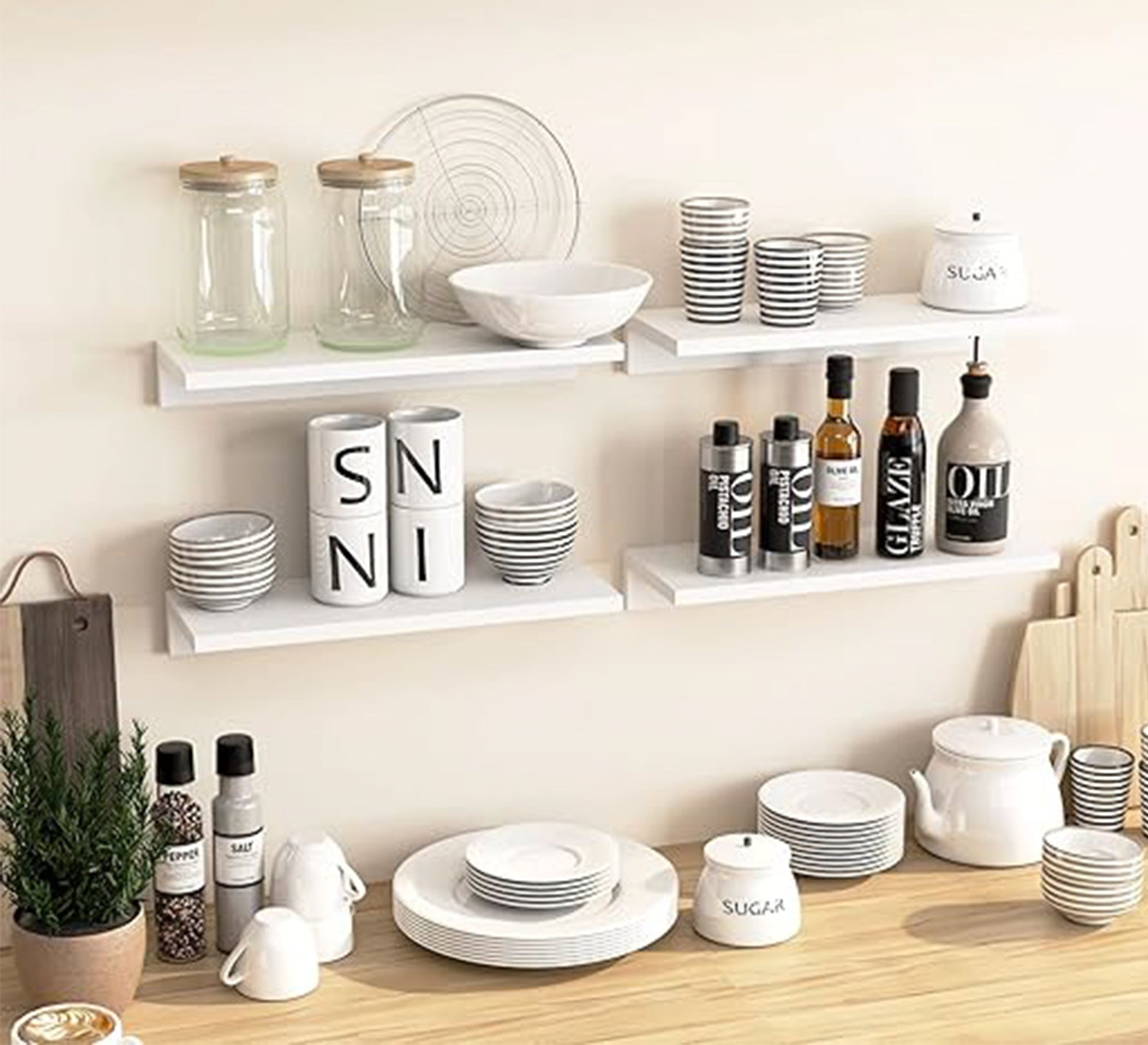 Set of 2 Floating MDF Wall Shelves - Vitrine Furniture - Décor