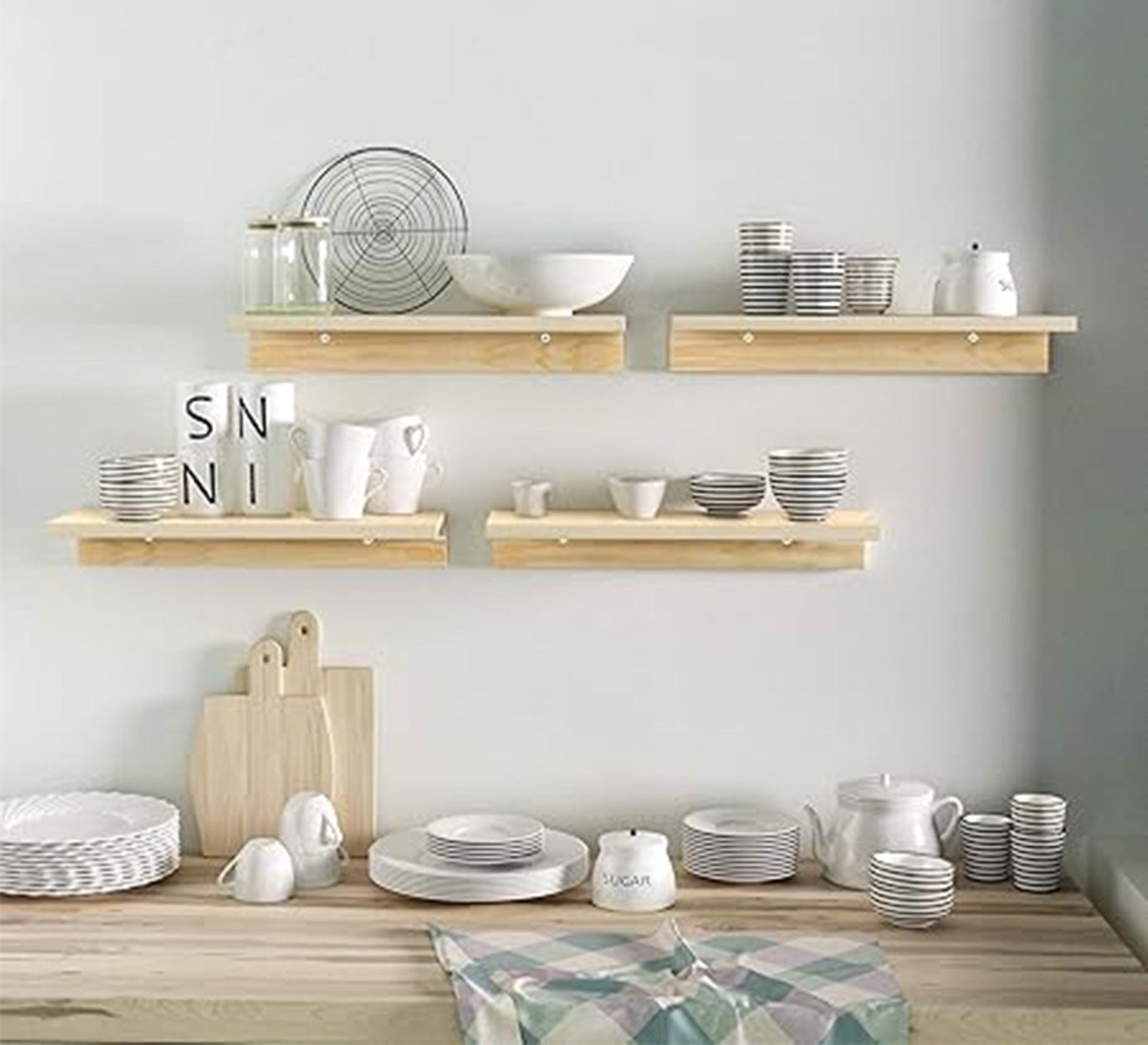 Set of 2 Floating MDF Wall Shelves - Vitrine Furniture - Décor