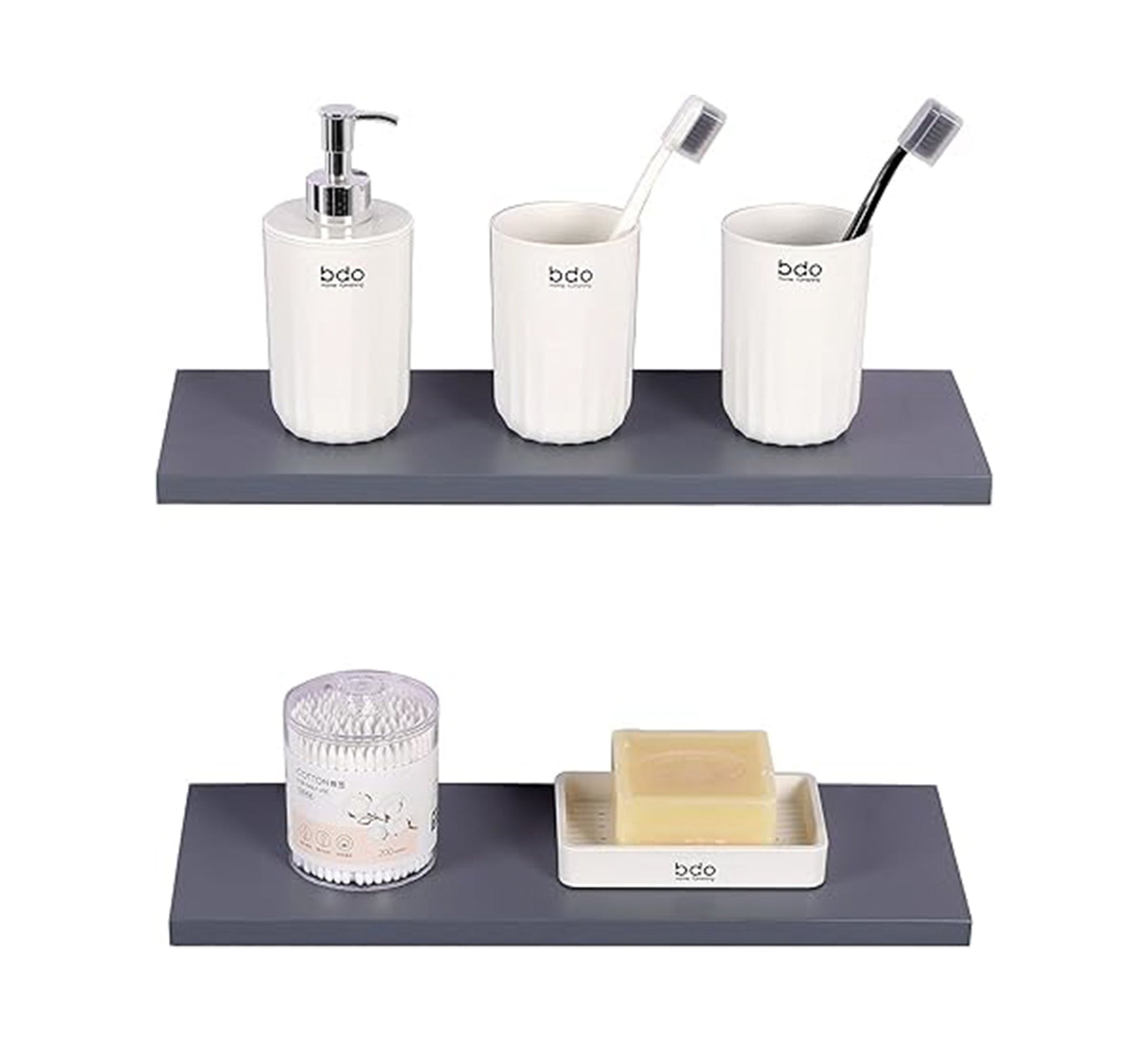 Set of 2 Floating MDF Wall Shelves - Vitrine Furniture - Décor