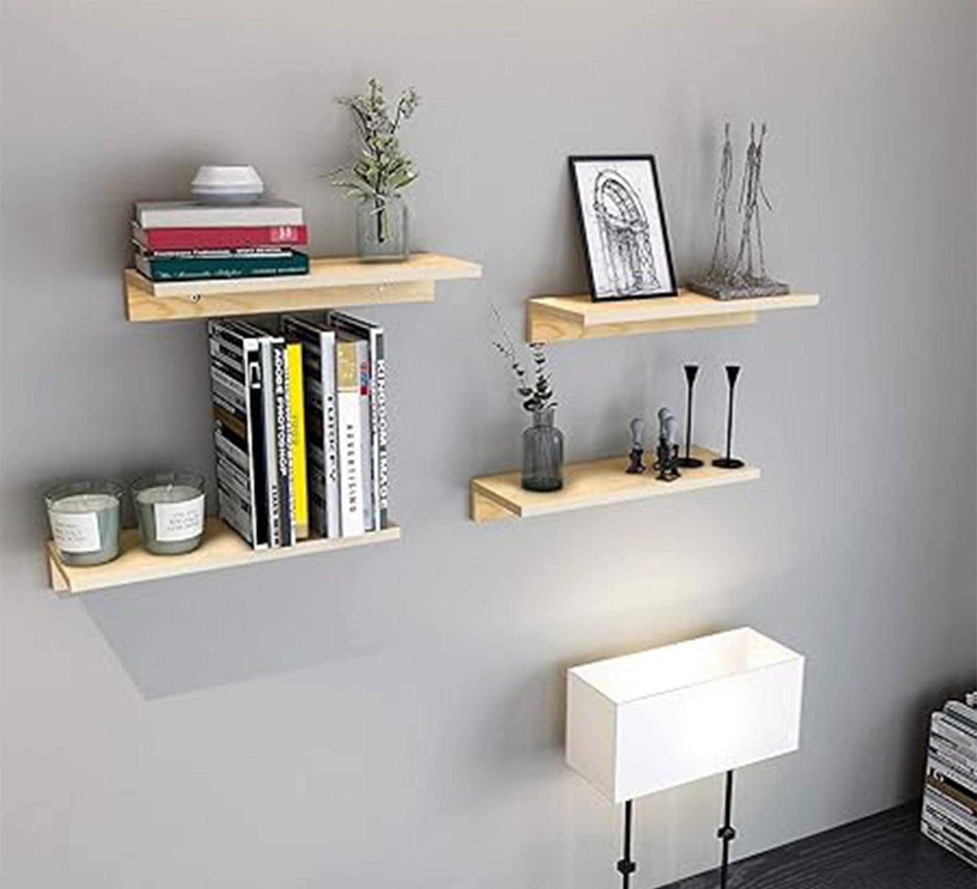 Set of 2 Floating MDF Wall Shelves - Vitrine Furniture - Décor