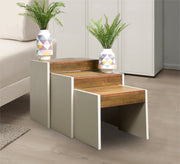 Set of 3 nested tables in beige and white - Vitrine Furniture - Furniture