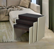Set of 3 nesting tables in brown and beige - Vitrine Furniture - Furniture