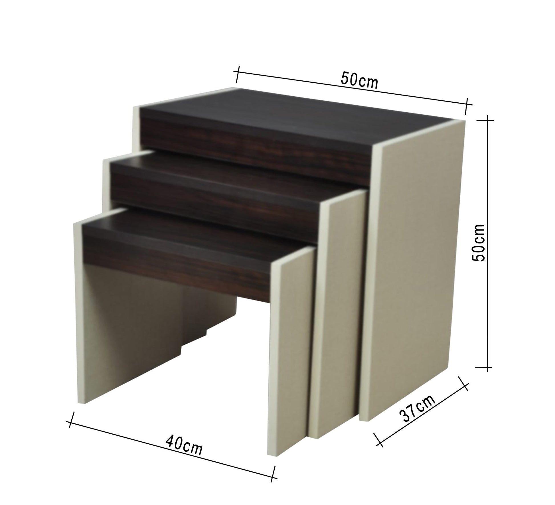 Set of 3 nesting tables in brown and beige - Vitrine Furniture - Furniture