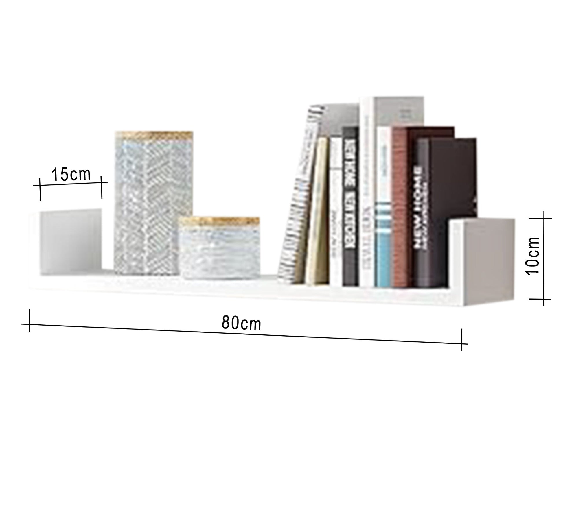 Set of 3 White Wooden Wall - Mounted Shelves - Vitrine Furniture - Décor