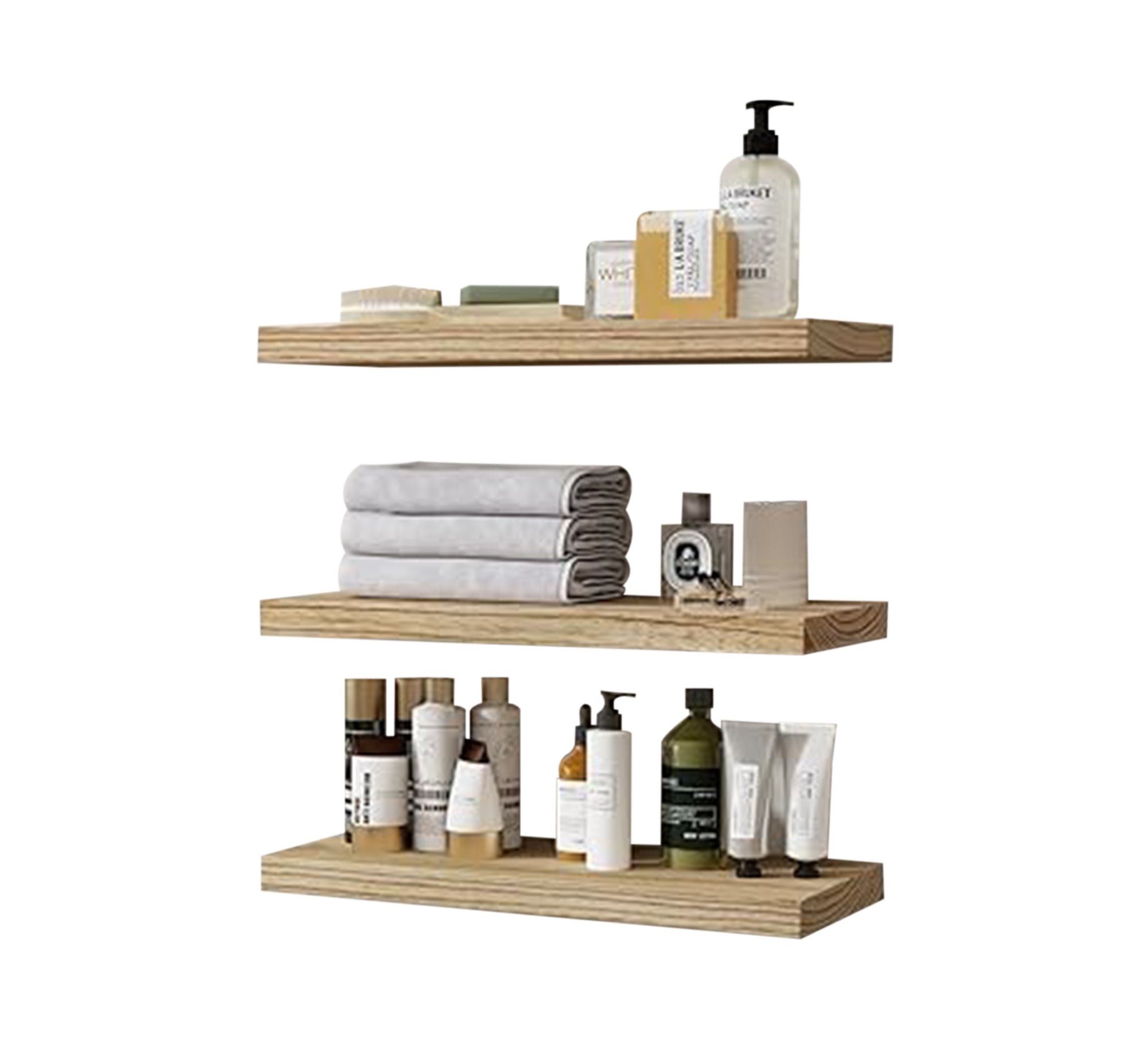 Set of Floating Swedish Wood Wall Shelves - Vitrine Furniture - Décor
