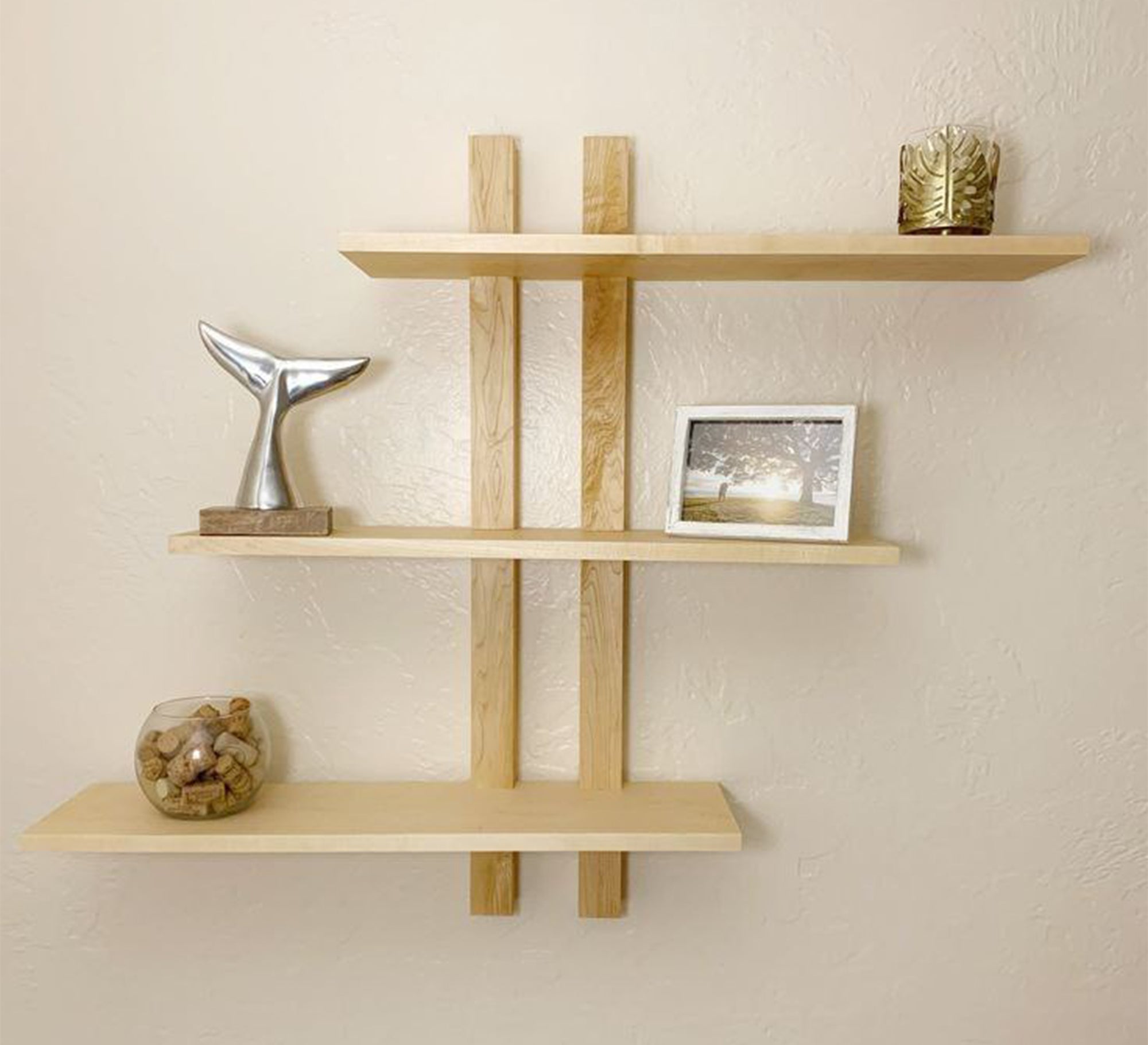 Set of Swedish Wood Wall Shelves - Vitrine Furniture - Décor