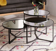 Set of three round tables with a decorative design - Vitrine Furniture - Furniture