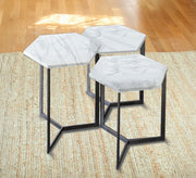 Set of three tables of varying heights with a hexagonal top - Vitrine Furniture - Furniture