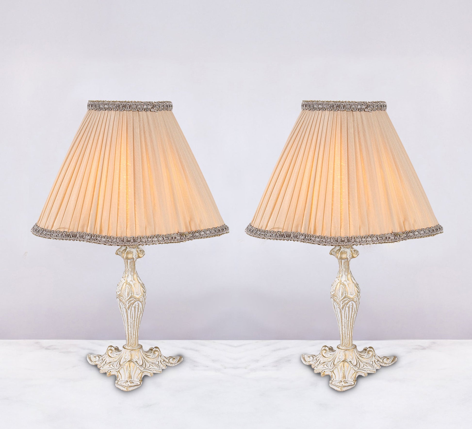 Set of two antique table lamps adds a touch of elegance. - Vitrine Furniture - Lighting