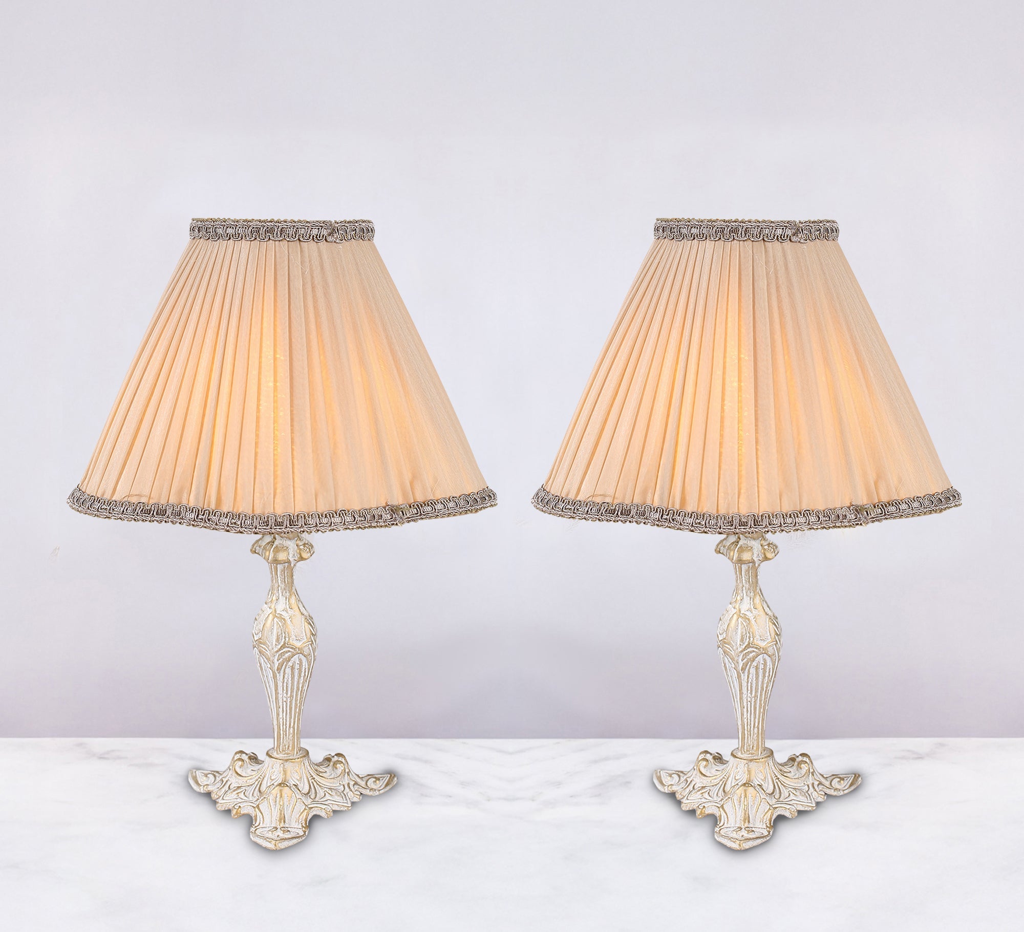 Set of two antique table lamps adds a touch of elegance. - Vitrine Furniture - Lighting