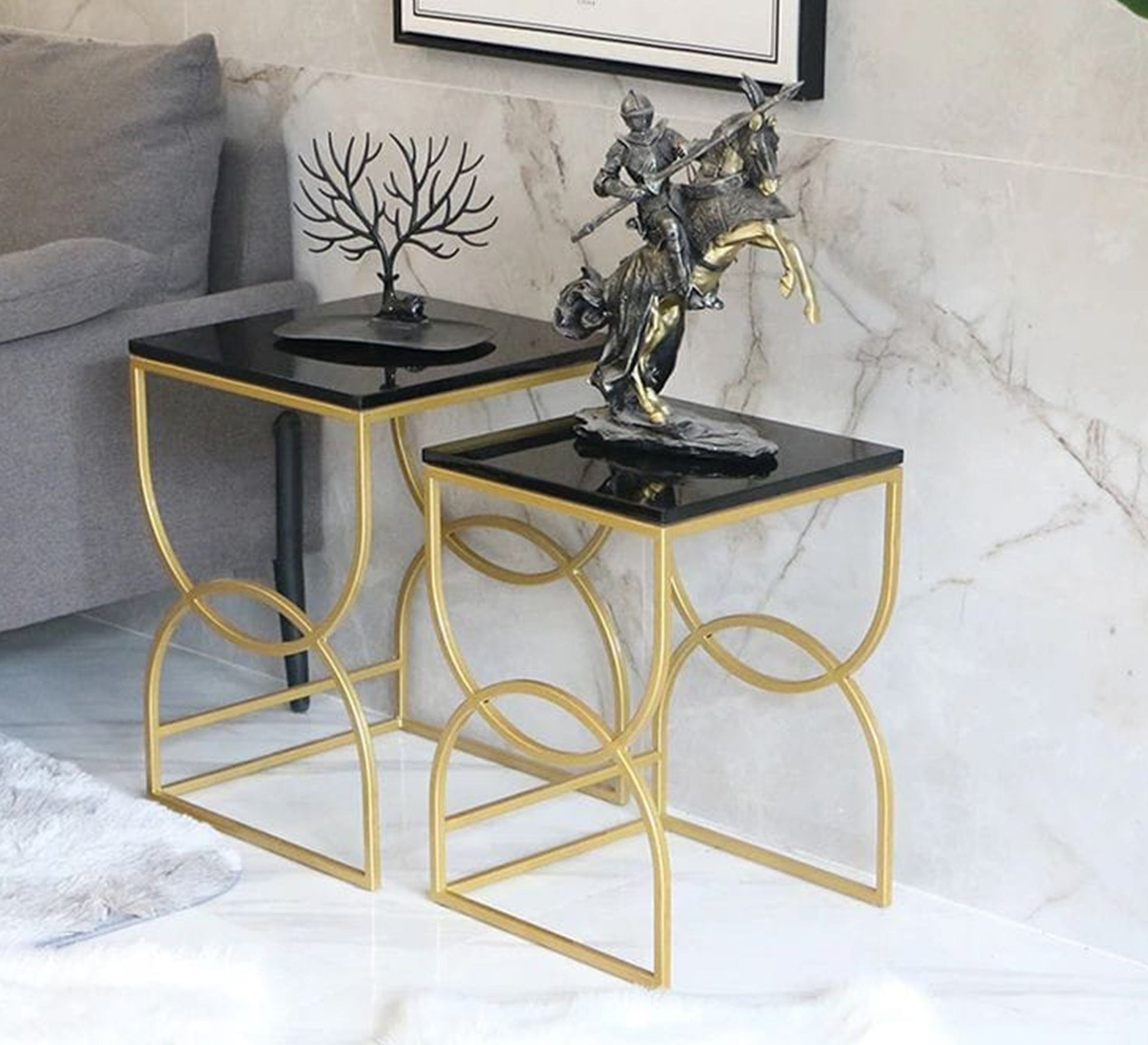 Set of two side tables with a black top - Vitrine Furniture - Furniture