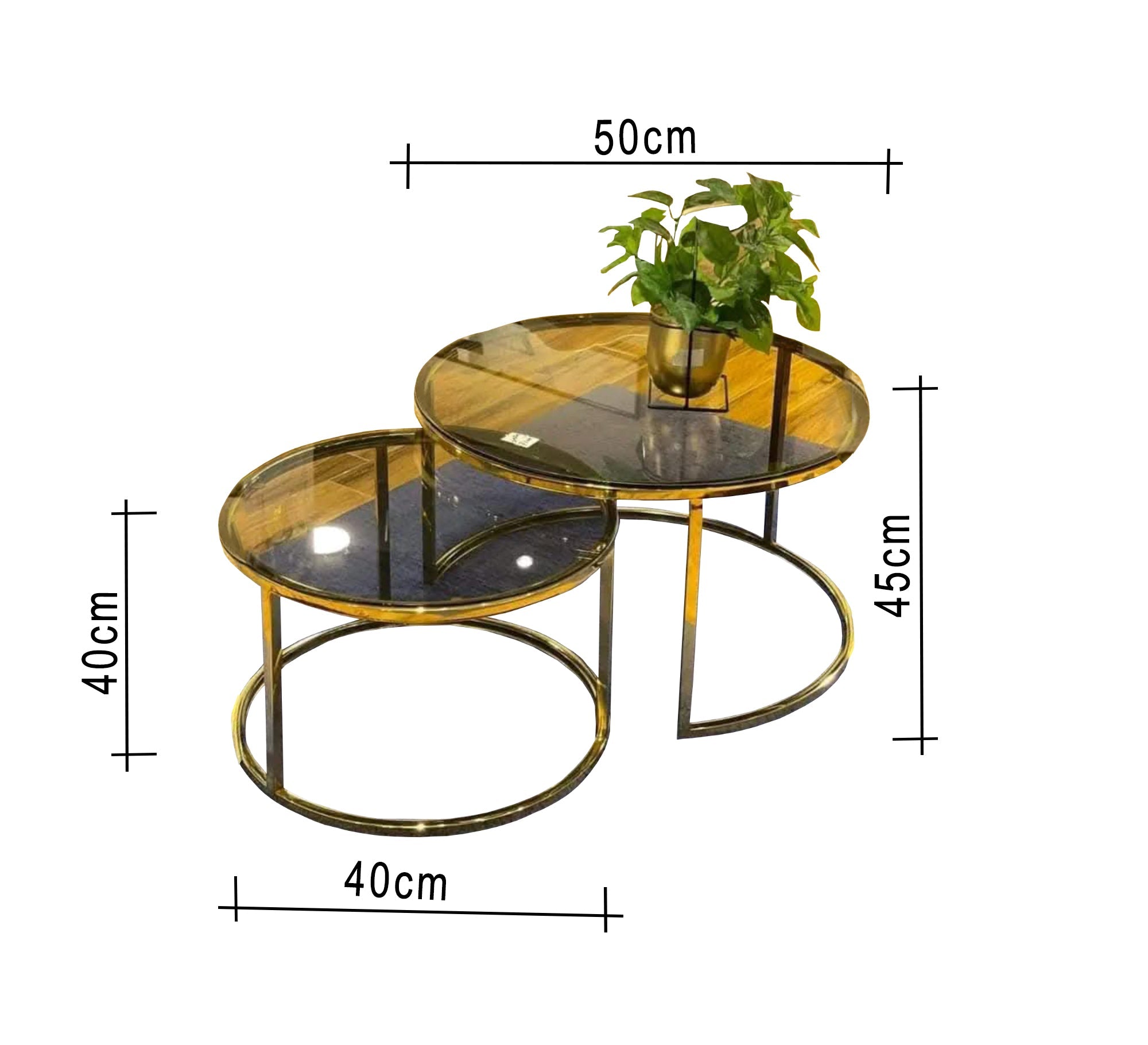 Set of two tables with a clear glass top - Vitrine Furniture - Furniture