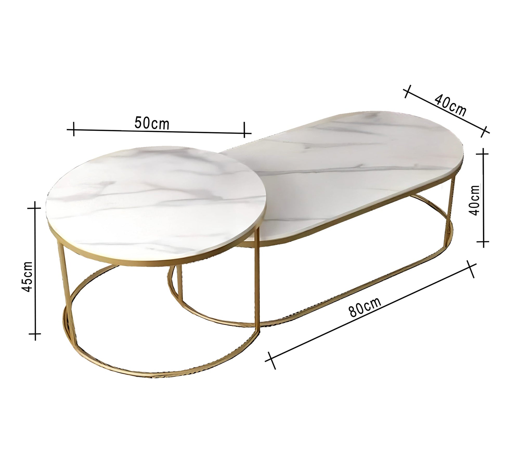 Set of two tables with white Carrara marble - Vitrine Furniture - Furniture