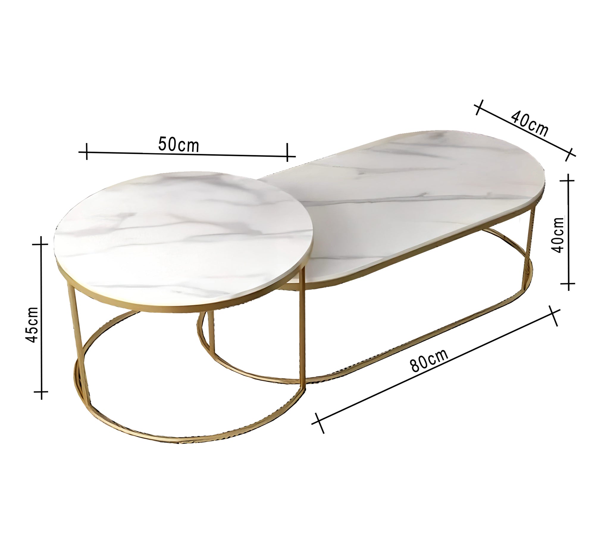 Set of two tables with white Carrara marble - Vitrine Furniture - Furniture