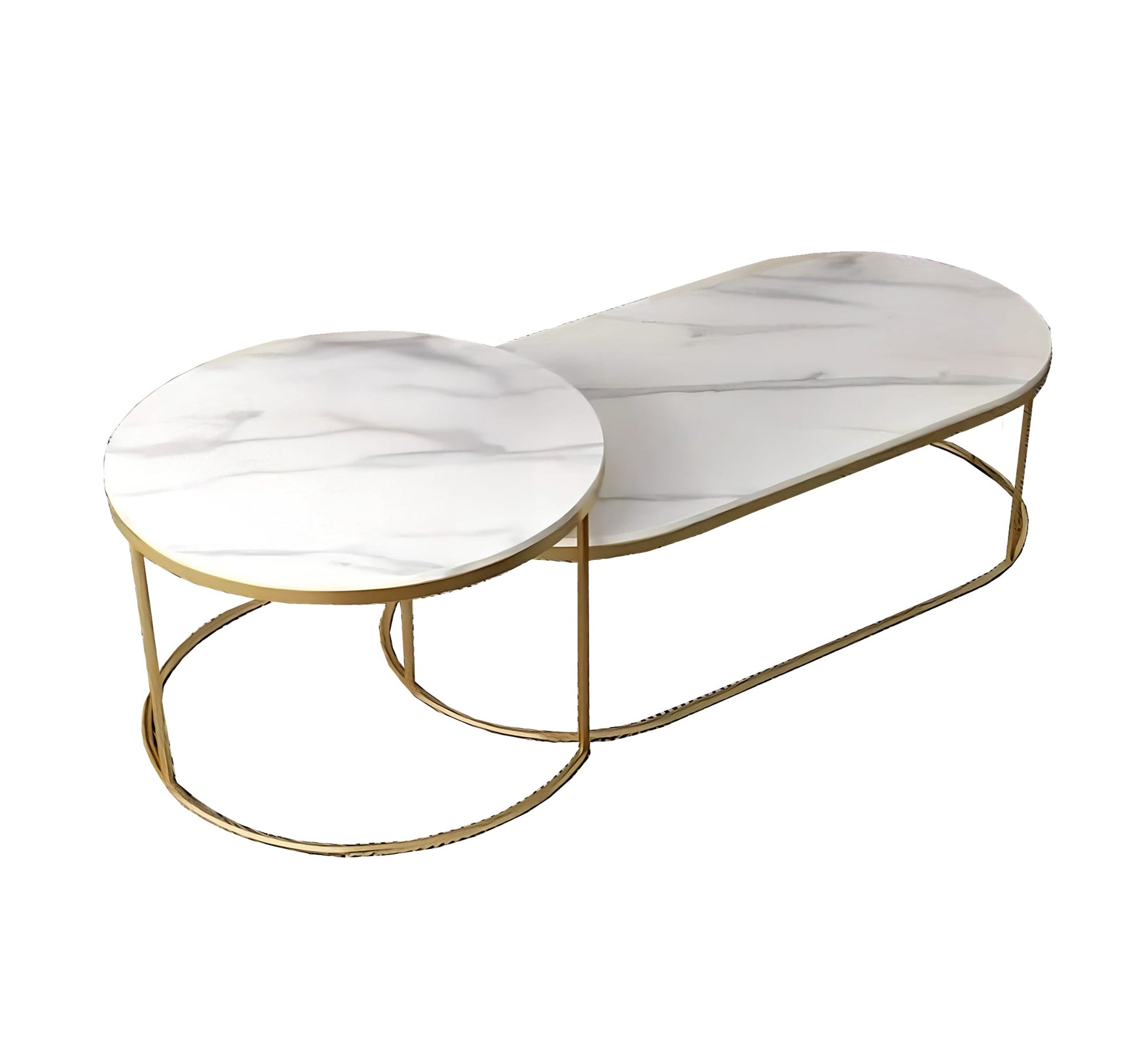 Set of two tables with white Carrara marble - Vitrine Furniture - Furniture