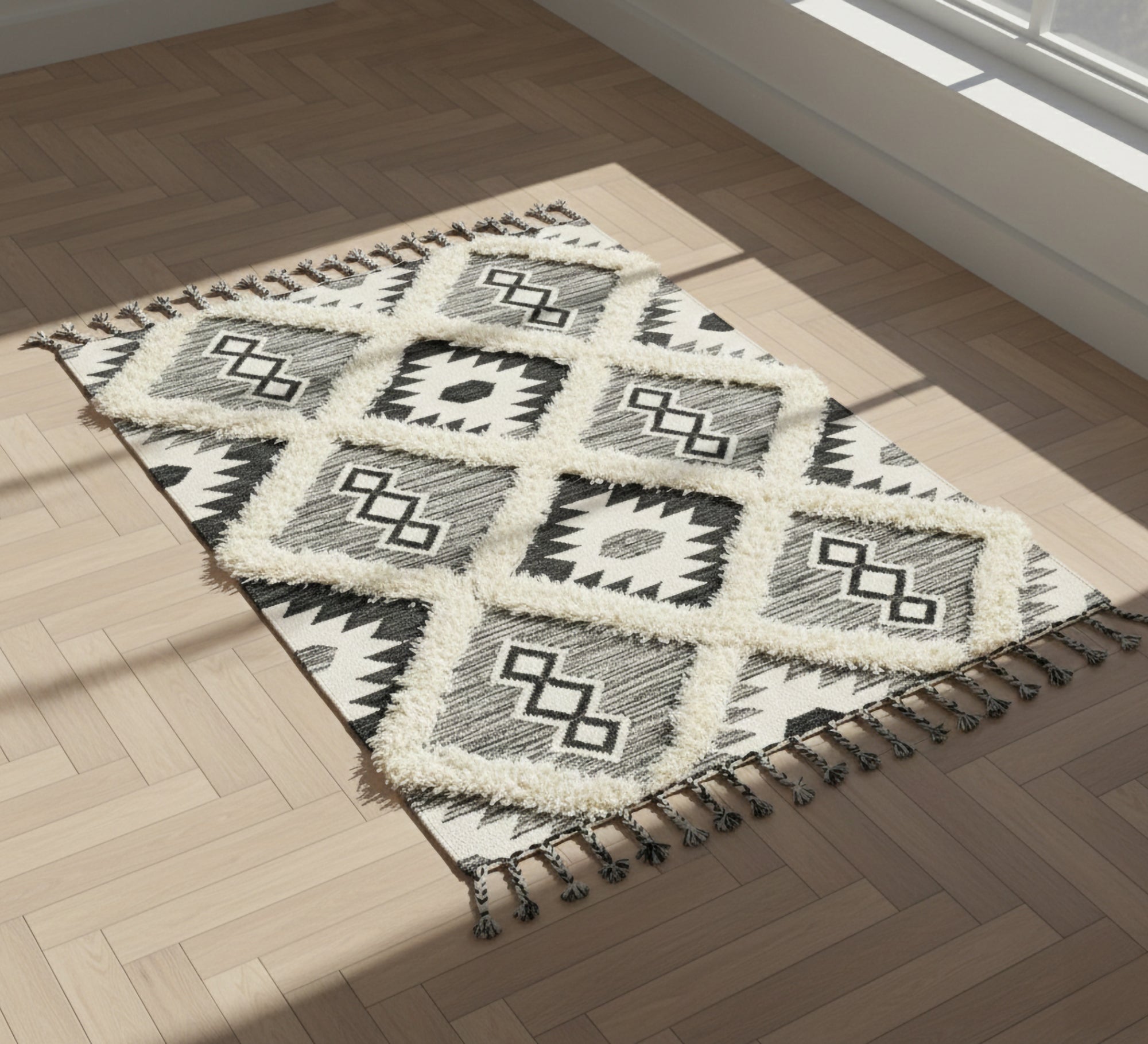 Shag rug with a checkered pattern - Vitrine Furniture - Accessories