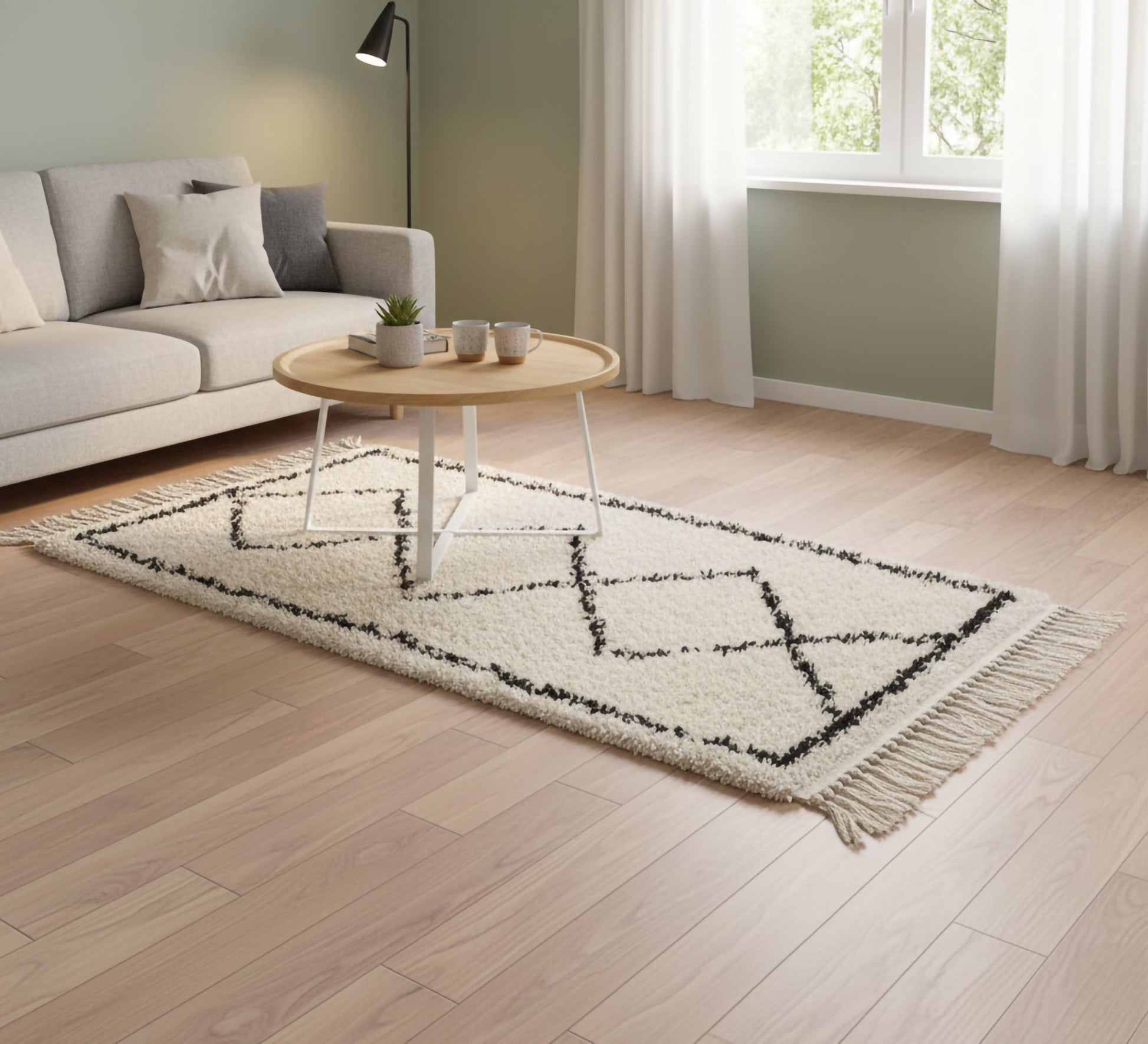 Shaggy pile rug with defined diamond pattern - Vitrine Furniture - Accessories