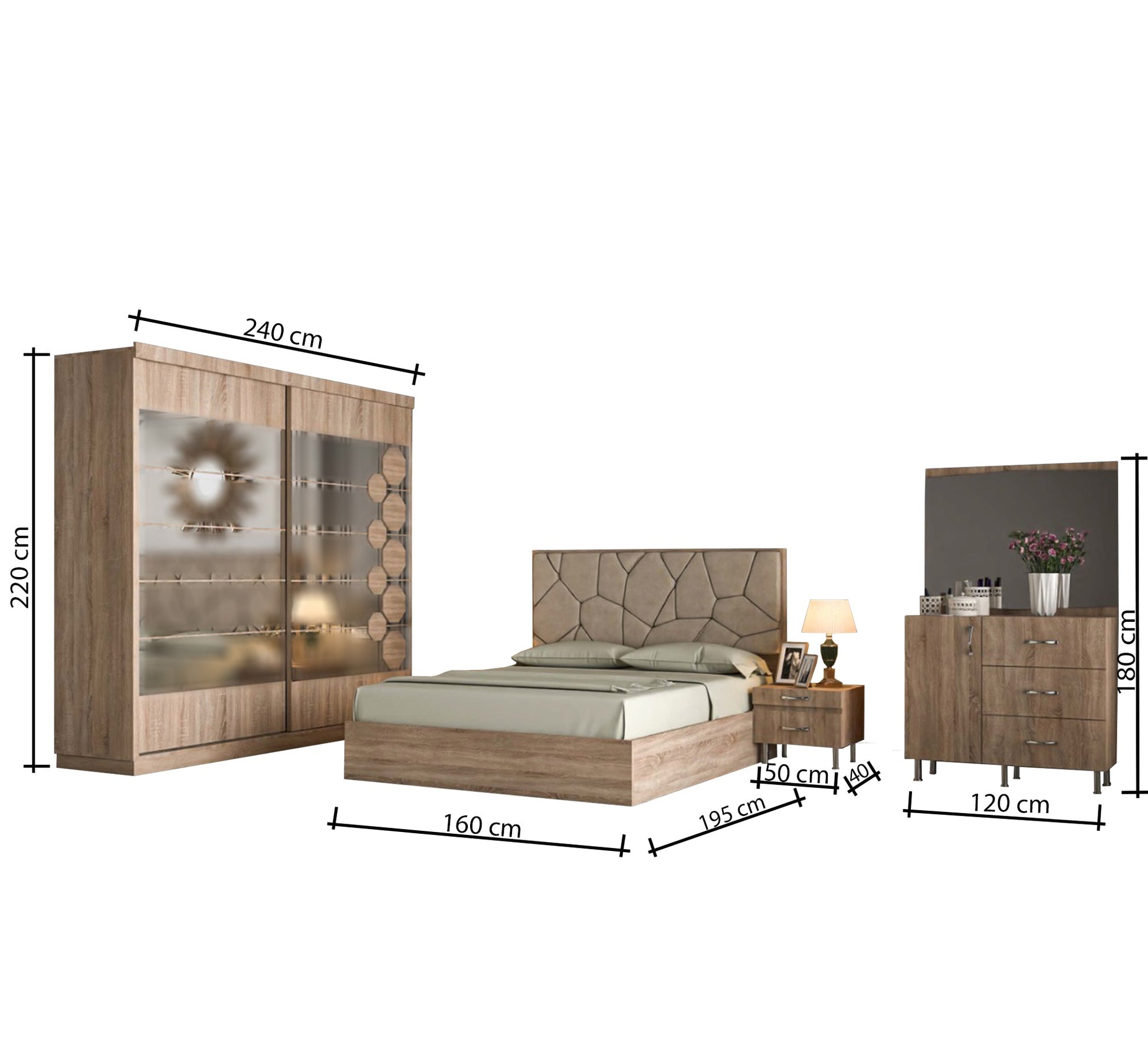 Sharma beige bedroom - Vitrine Furniture - Bed Sets