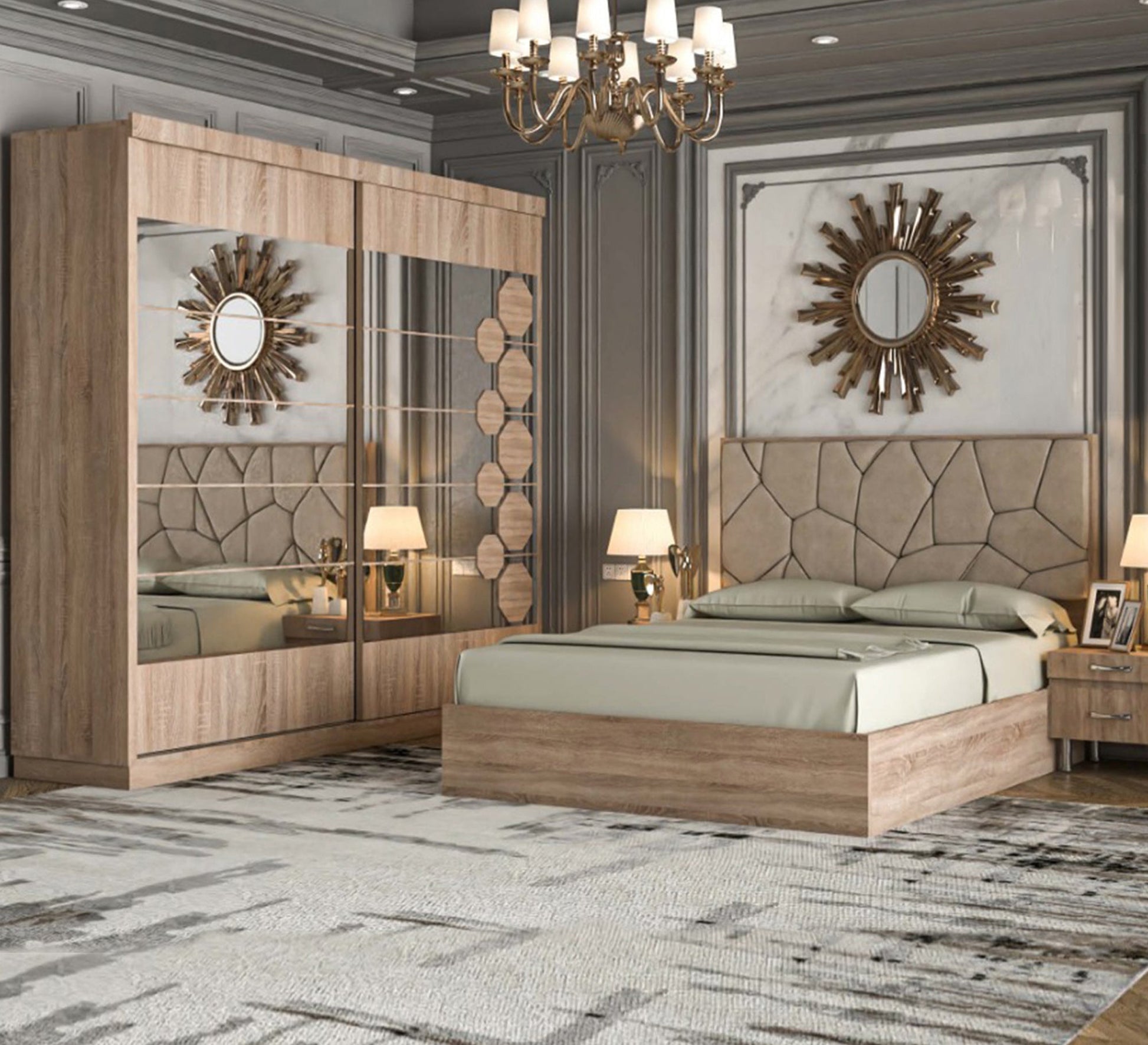 Sharma beige bedroom - Vitrine Furniture - Bed Sets