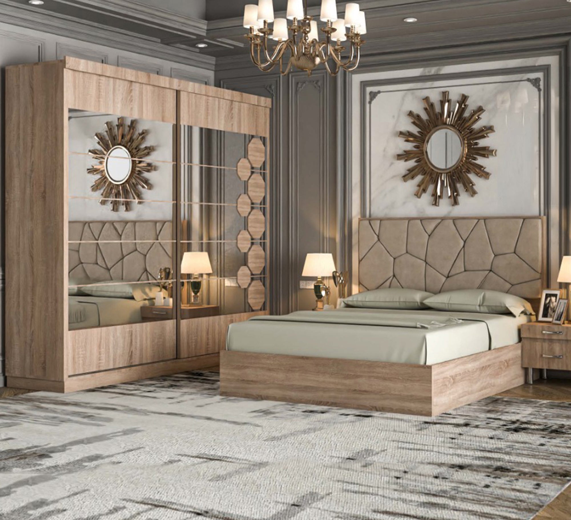 Sharma beige bedroom - Vitrine Furniture - Bed Sets