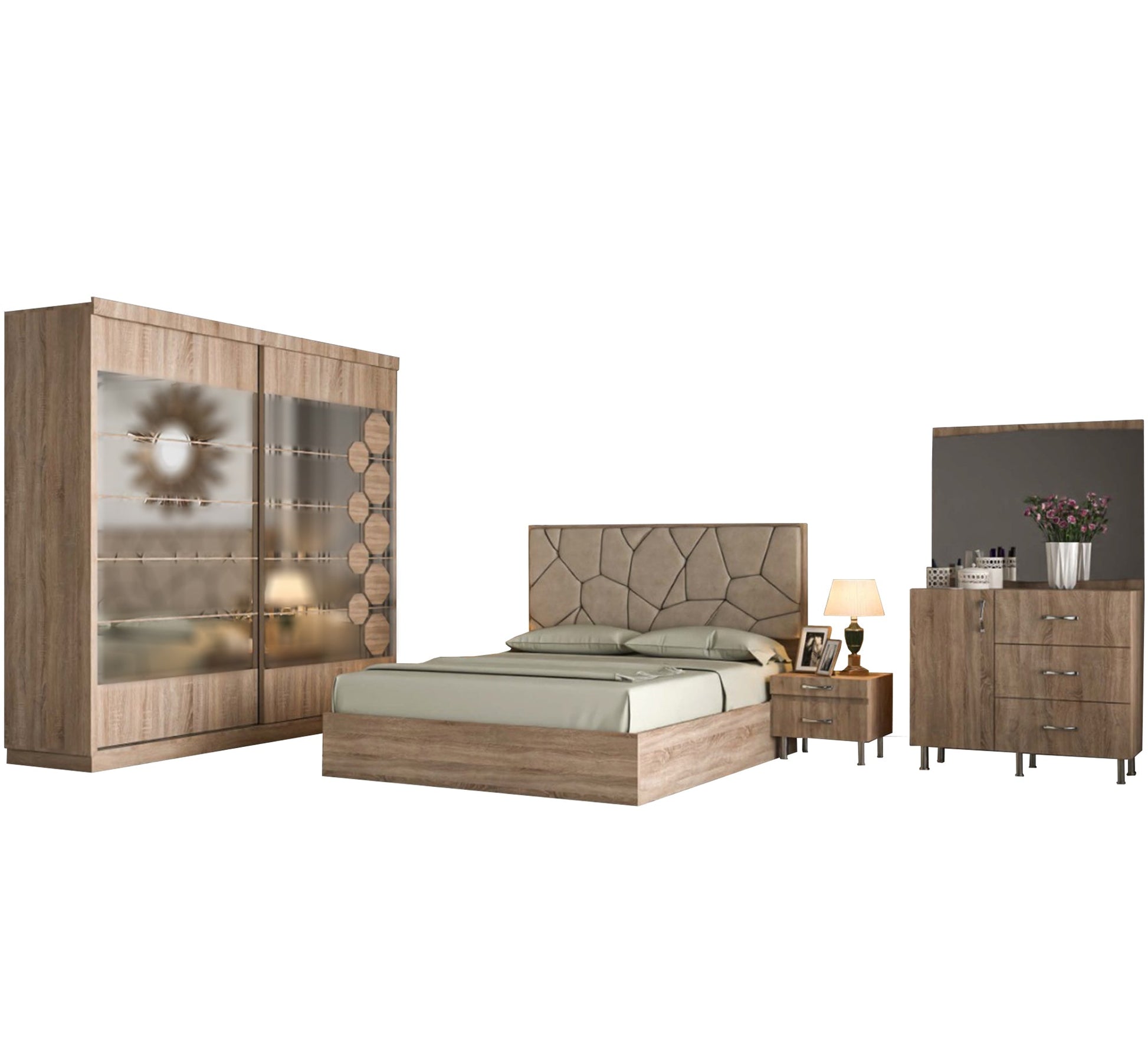 Sharma beige bedroom - Vitrine Furniture - Bed Sets