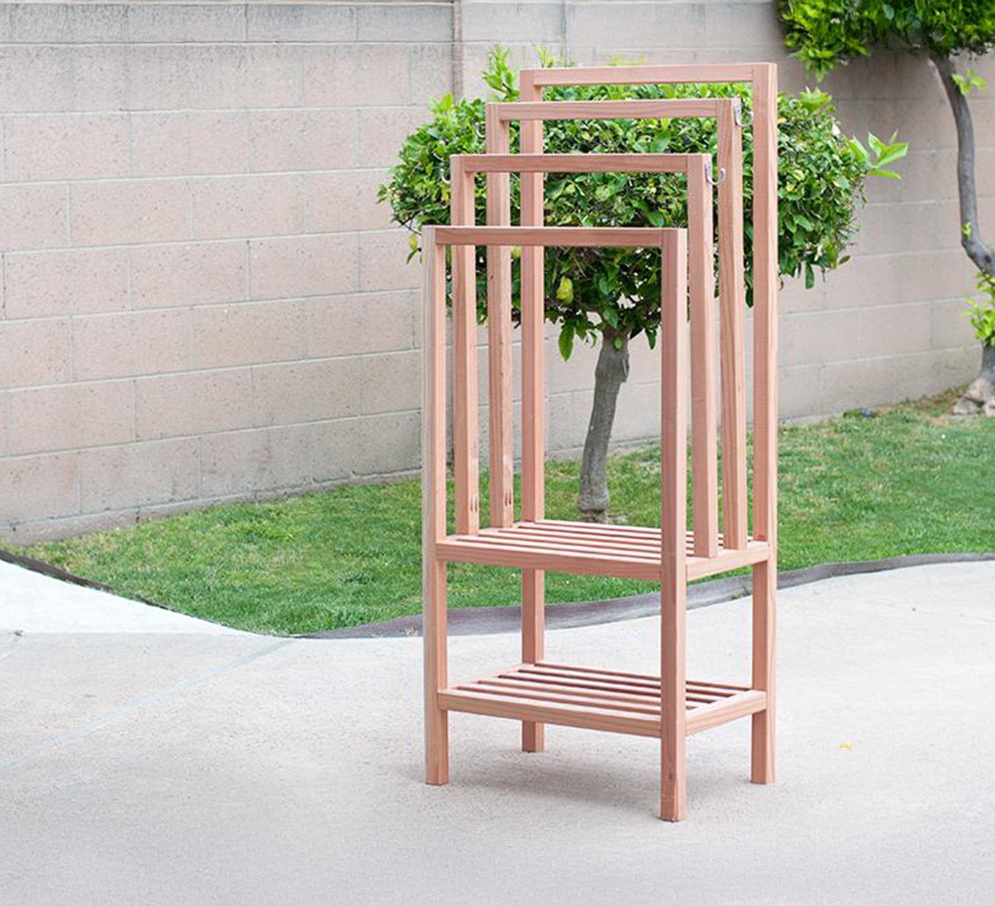 Shelf unit with attached four - tier top hanger - Vitrine Furniture - Furniture