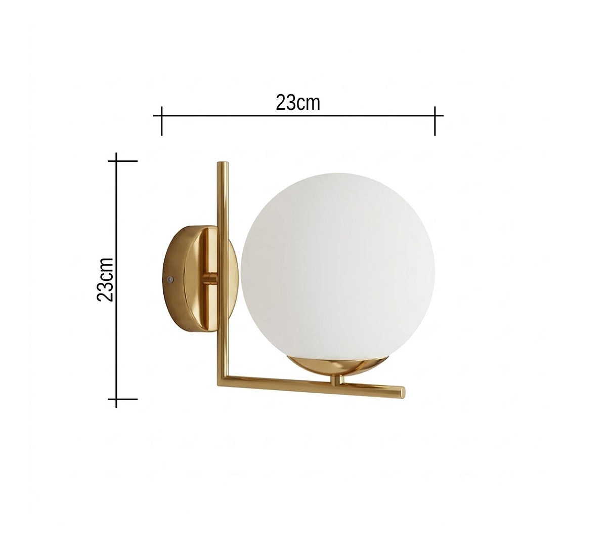Shiny Gold L-Frame Globe Wall Sconce - Vitrine Furniture - Wall Sconce