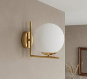Shiny Gold L-Frame Globe Wall Sconce - Vitrine Furniture - Wall Sconce