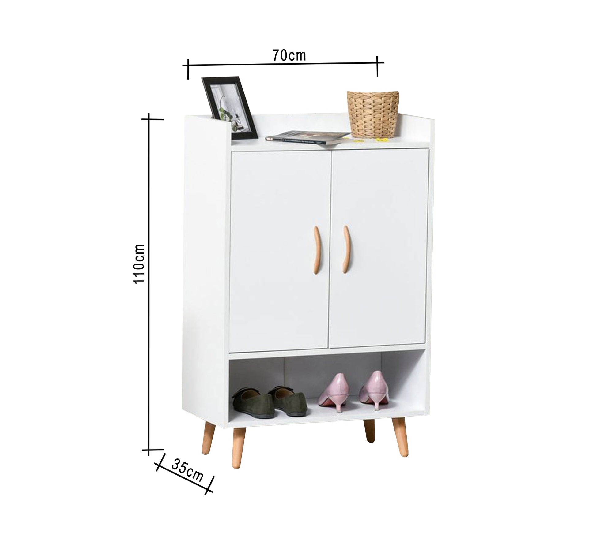 Shoe cabinet with hinged doors and open lower shelf - Vitrine Furniture - Furniture