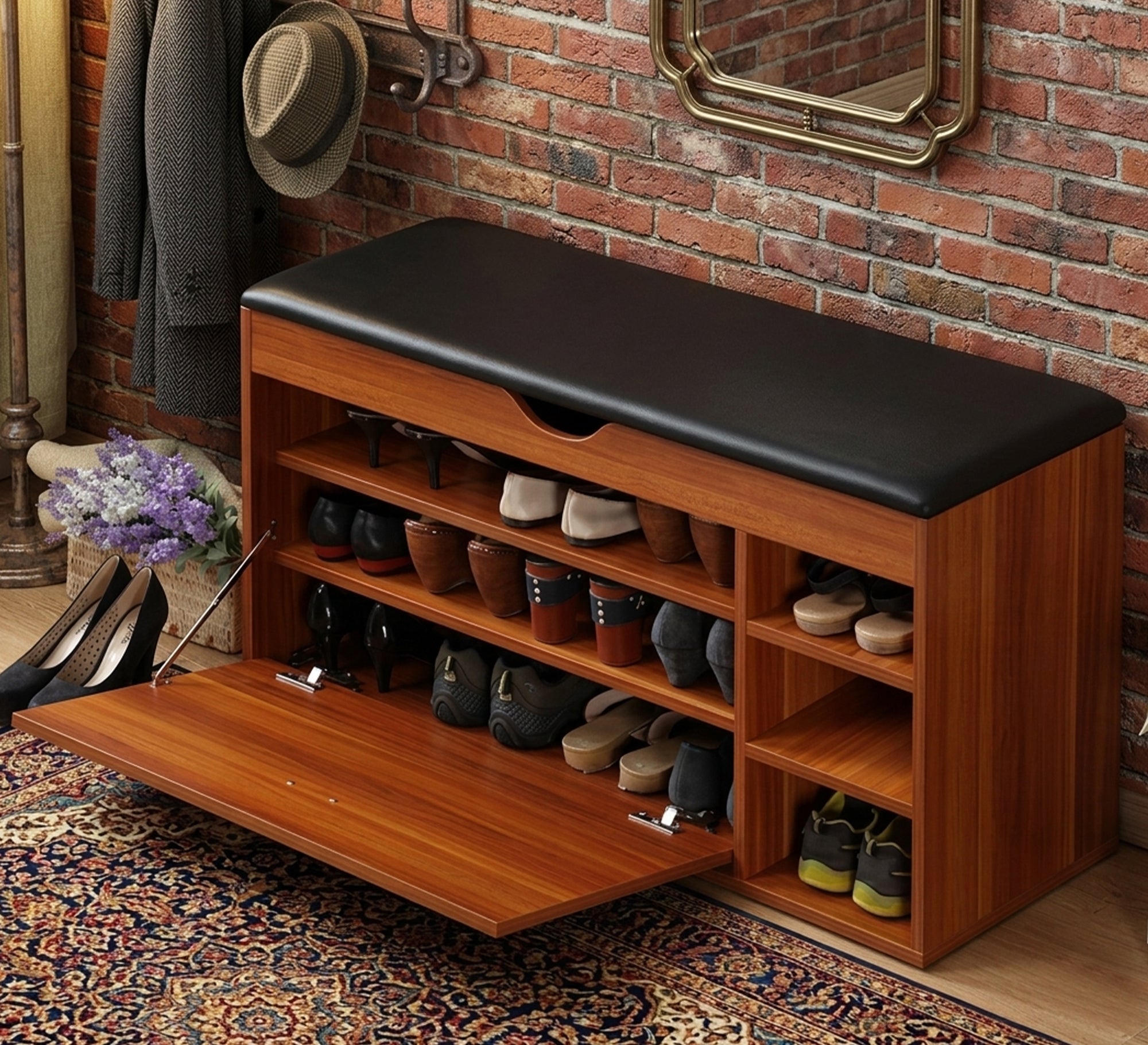 Shoe Rack: Seat, Flap, Stylish & Functional - Vitrine Furniture - Shoe Racks