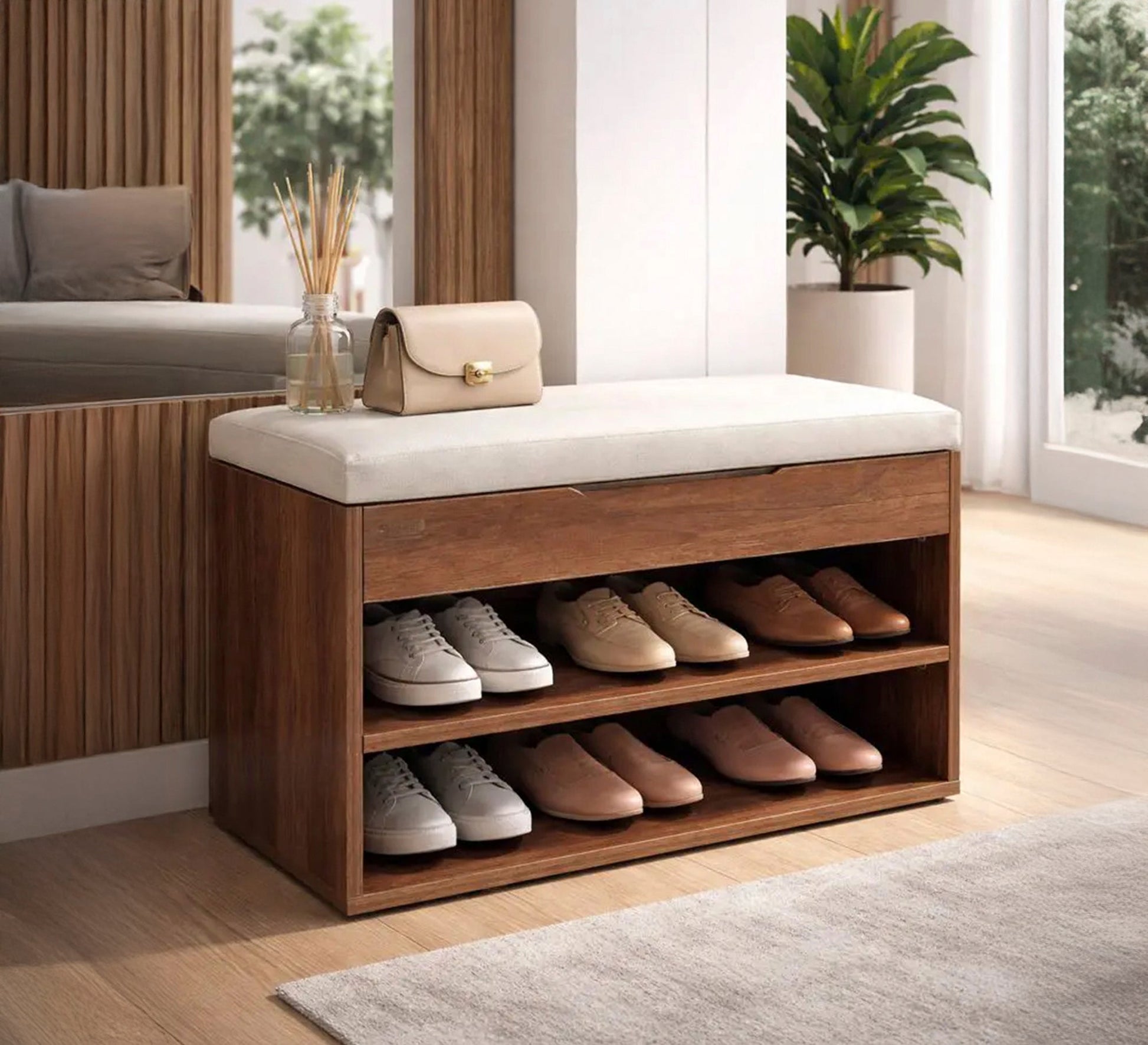 Shoe rack with bench and magic cabinet - Vitrine Furniture - Shoe Racks