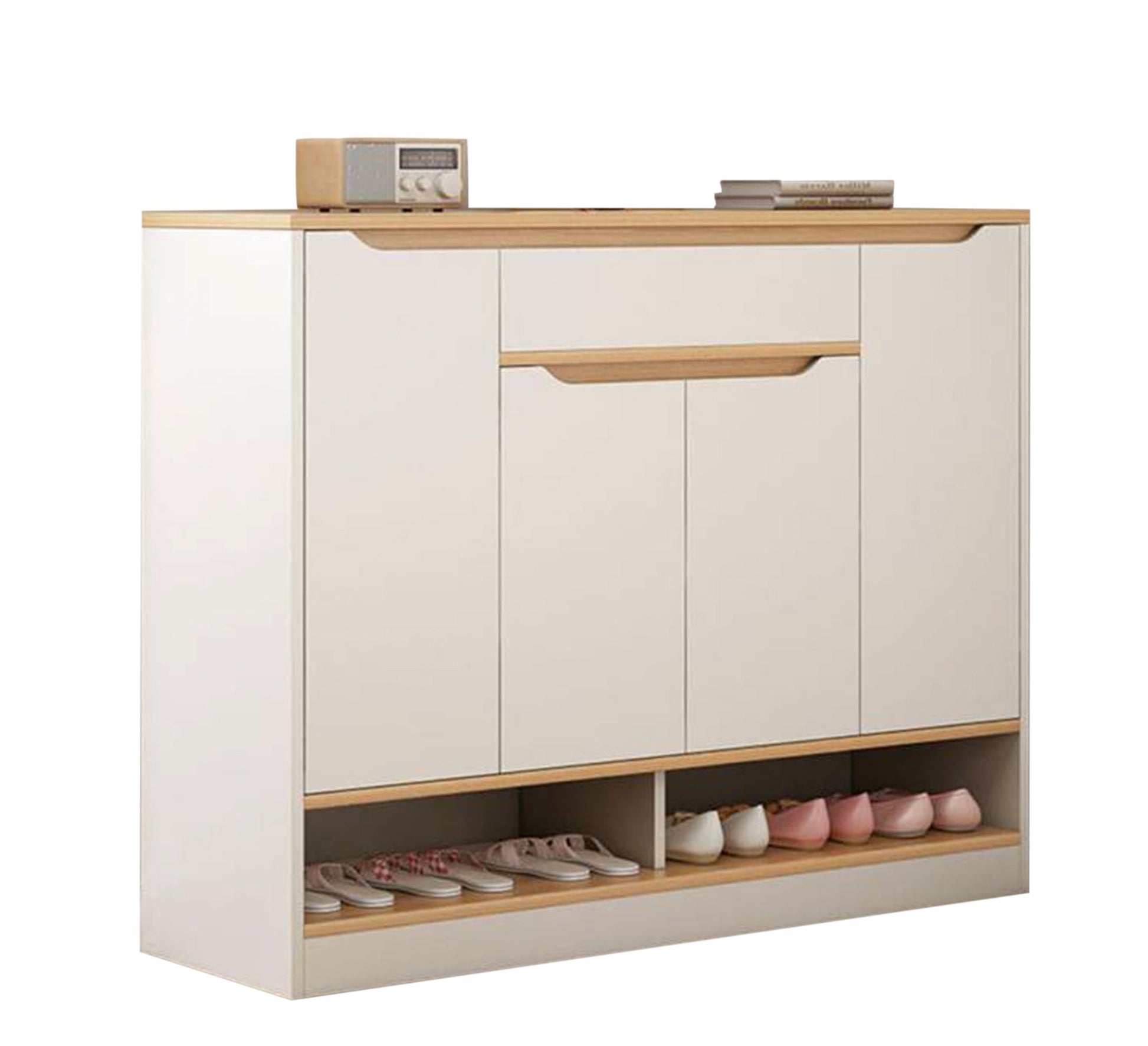 Shoe rack with four leaves and a lower shelf - Vitrine Furniture - Furniture