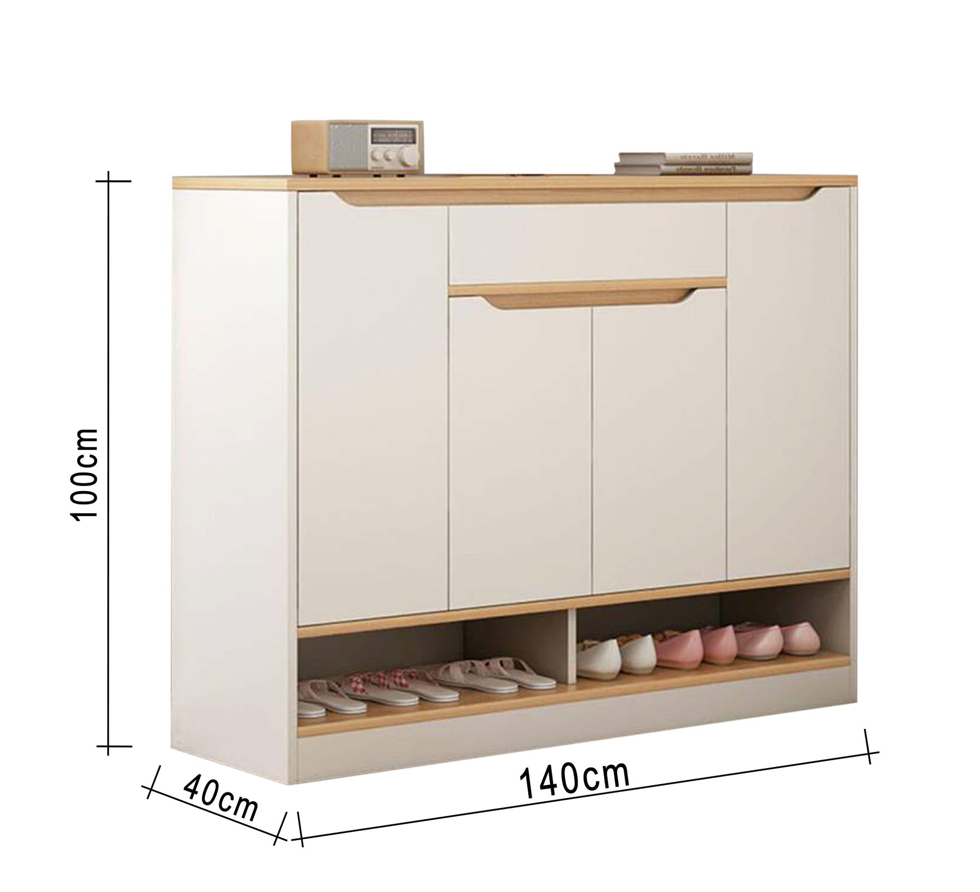 Shoe rack with four leaves and a lower shelf - Vitrine Furniture - Furniture