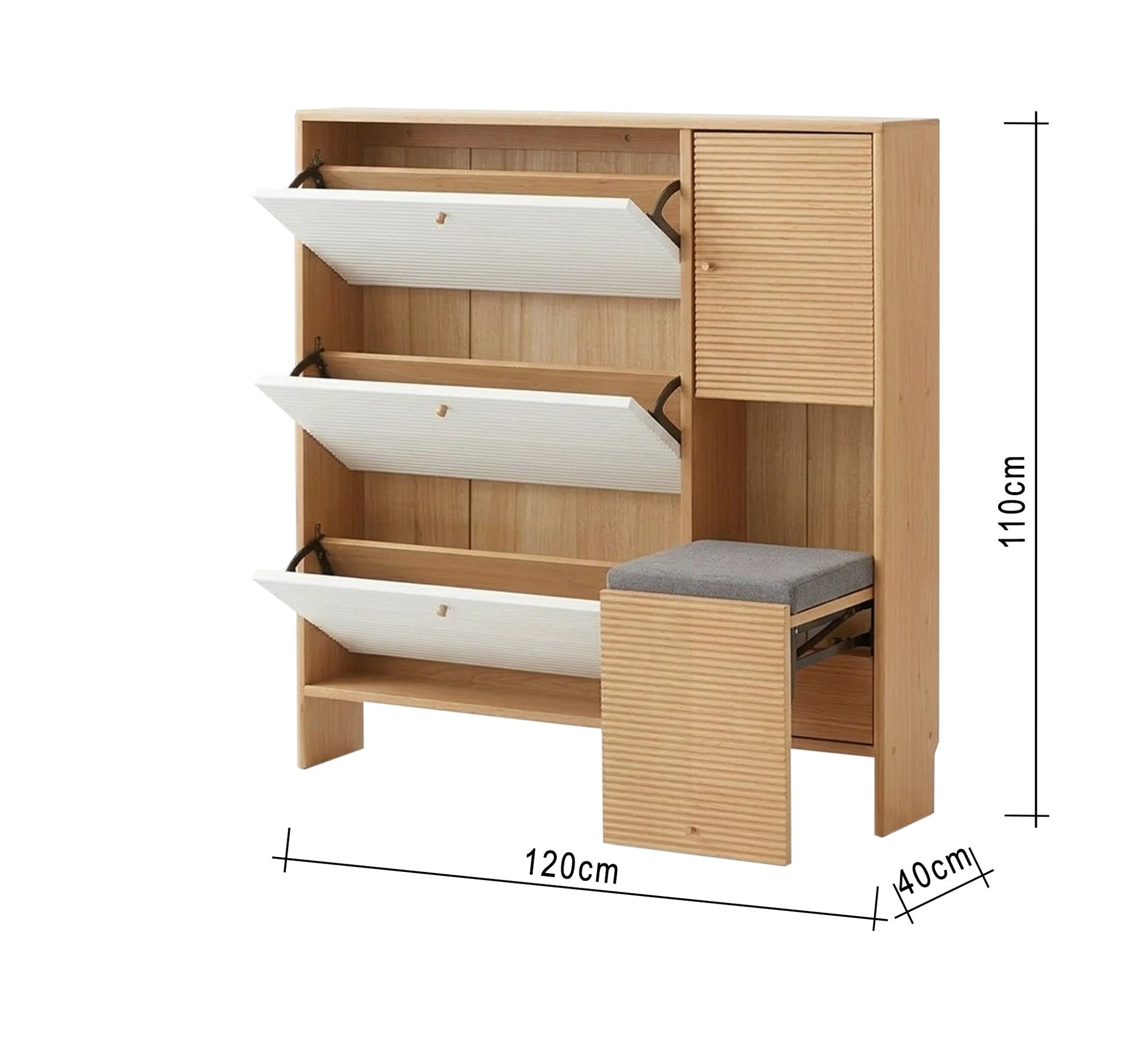 Shoe rack with movable storage shelves and a bench - Vitrine Furniture - Shoe Racks