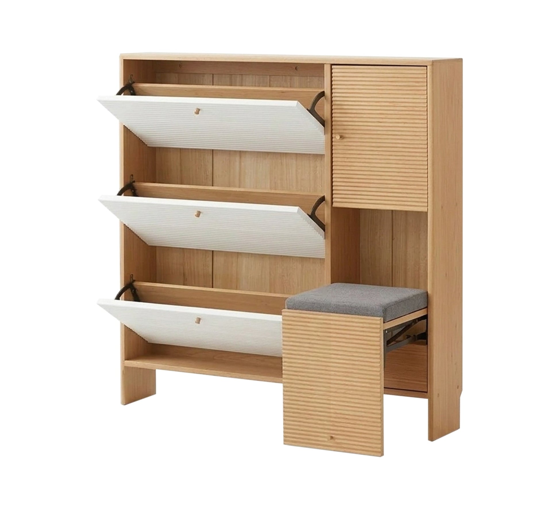 Shoe rack with movable storage shelves and a bench - Vitrine Furniture - Shoe Racks