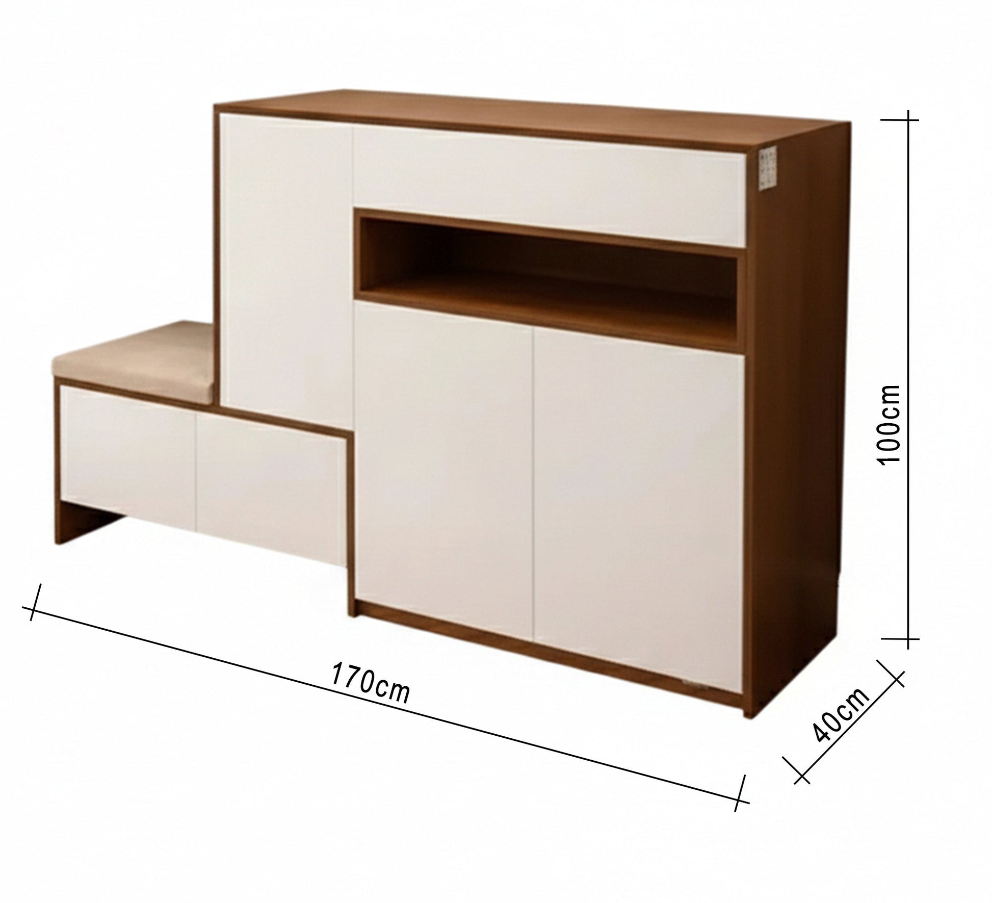 Shoe rack with multiple doors and a bench - Vitrine Furniture - Shoe Racks