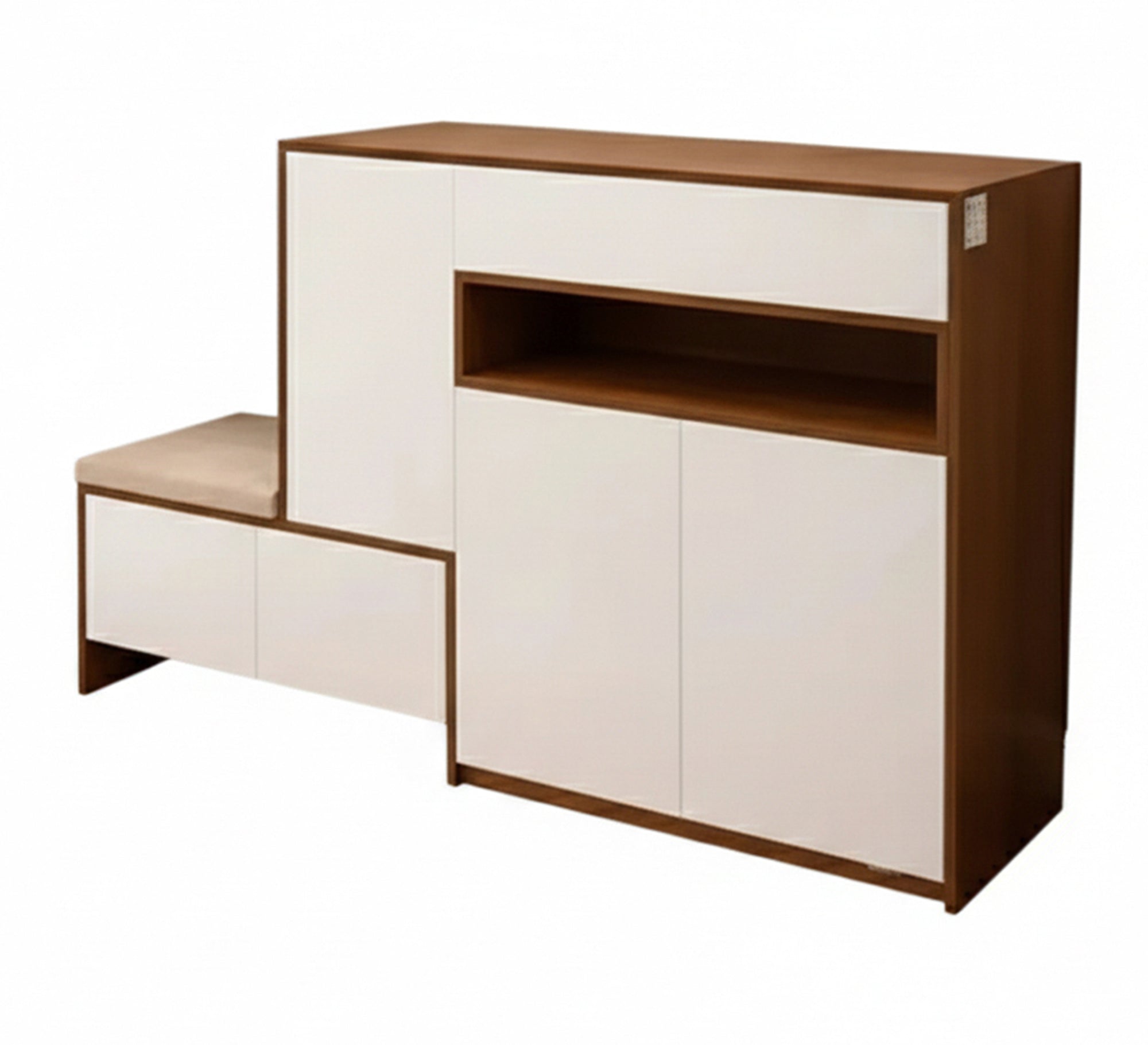 Shoe rack with multiple doors and a bench - Vitrine Furniture - Shoe Racks