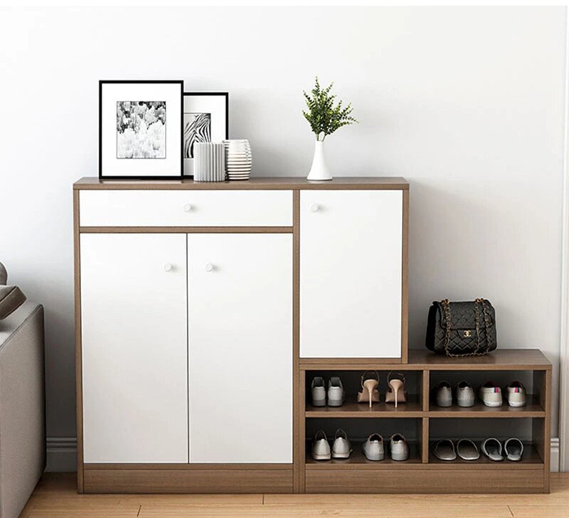 Shoe rack with seat and open storage spaces - Vitrine Furniture - Furniture