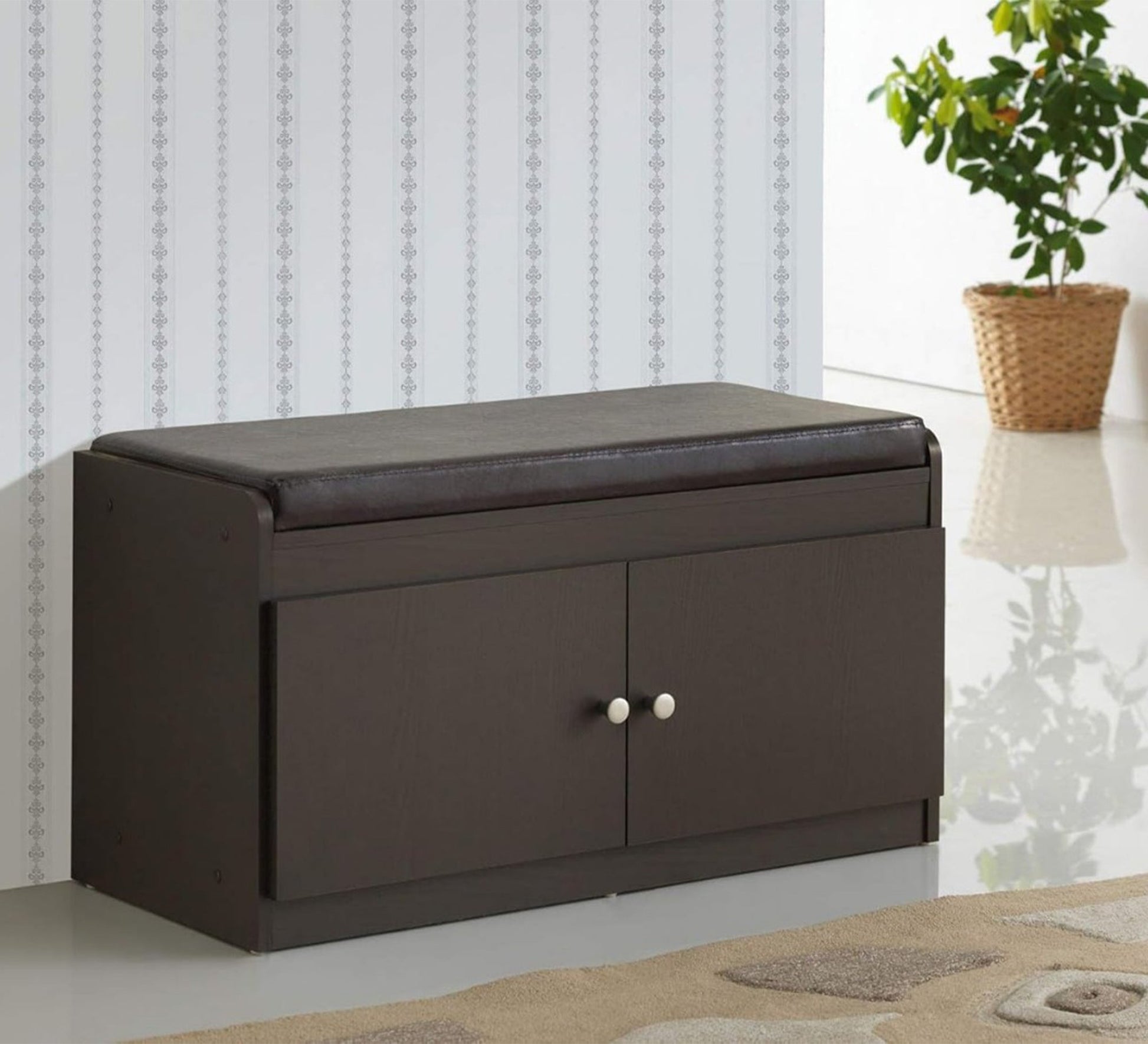 Shoe rack with seat and two movable leaves - Vitrine Furniture - Shoe Racks