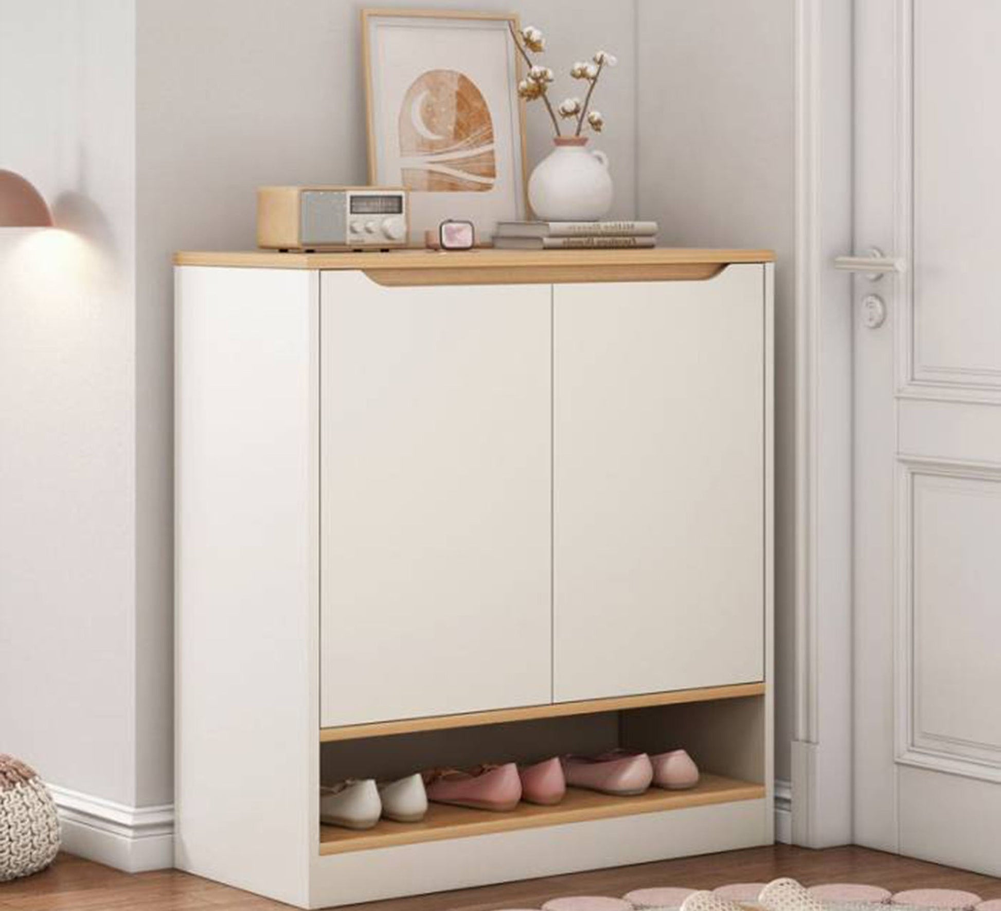 Shoe rack with two doors and a lower shelf - Vitrine Furniture - Furniture